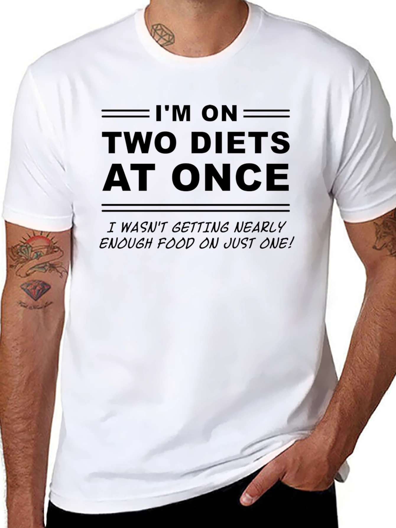 Black Funny Diet Humor T-Shirt - Two Diets At Once view 8