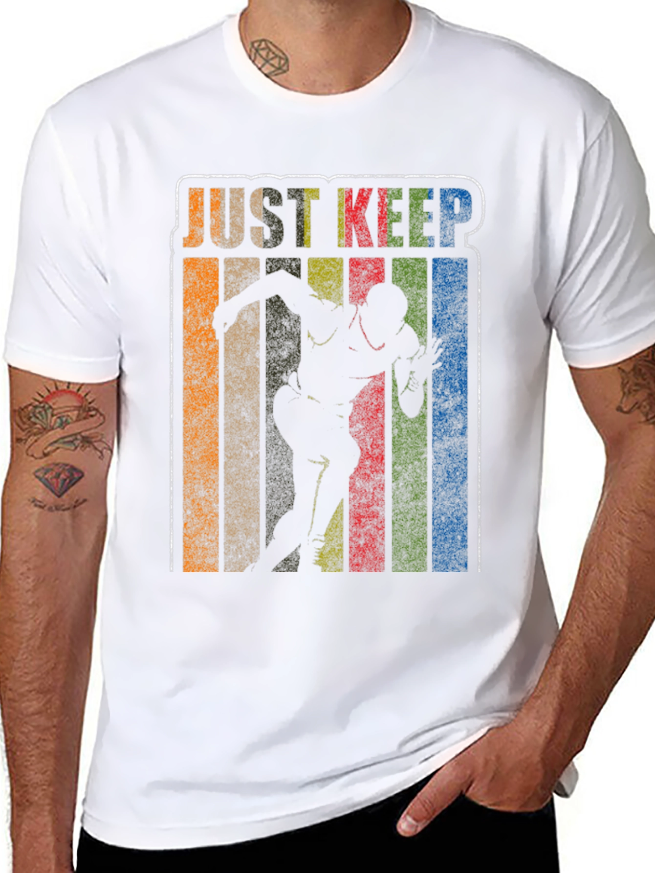 Black Just Keep Running Retro T-Shirt view 8