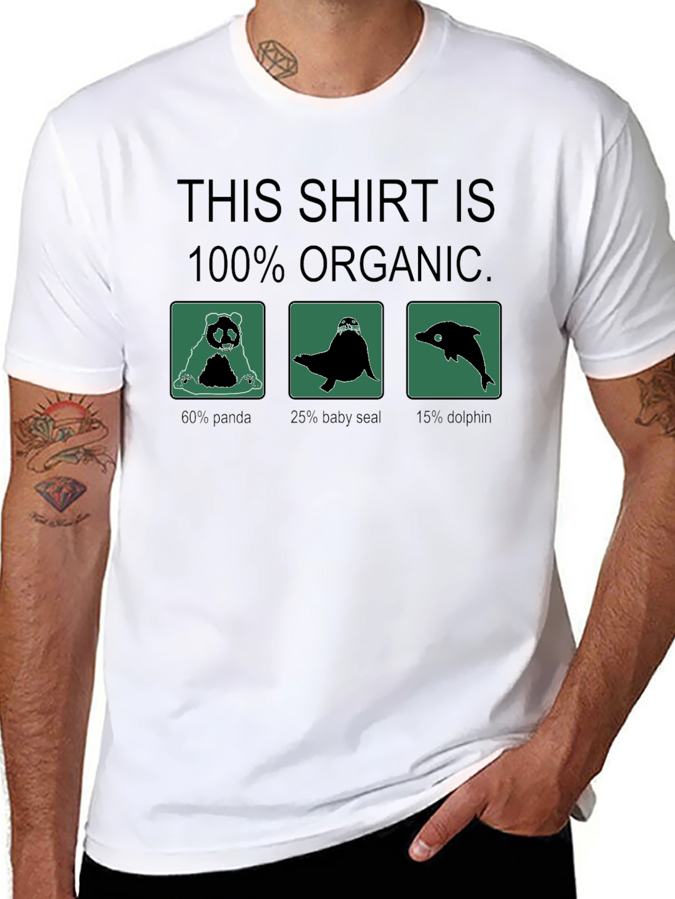 Black 100% Organic Funny Animal T-Shirt view 8