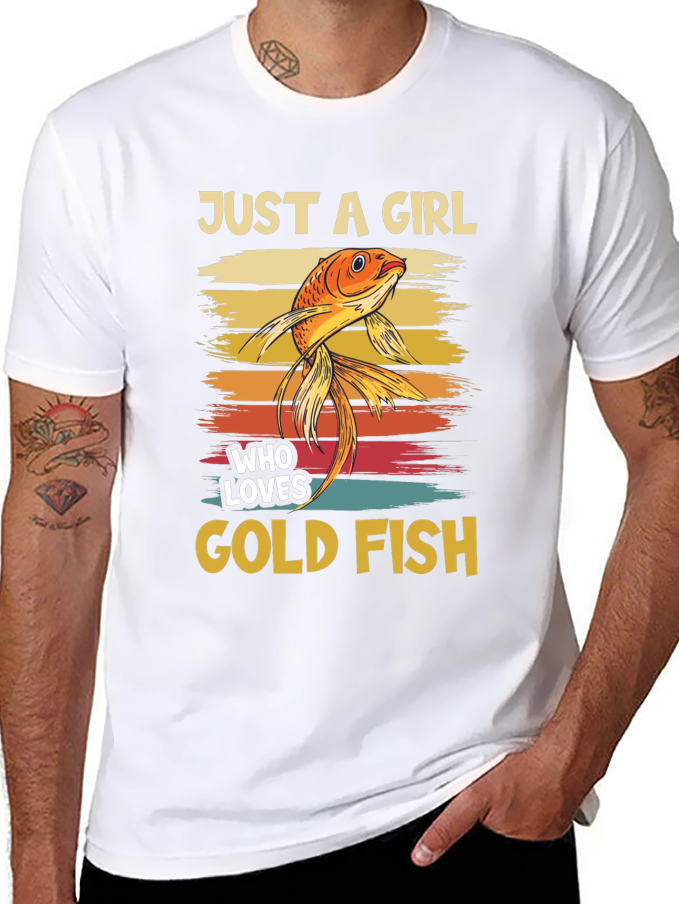 Black Just A Girl Who Loves Goldfish T-Shirt view 8