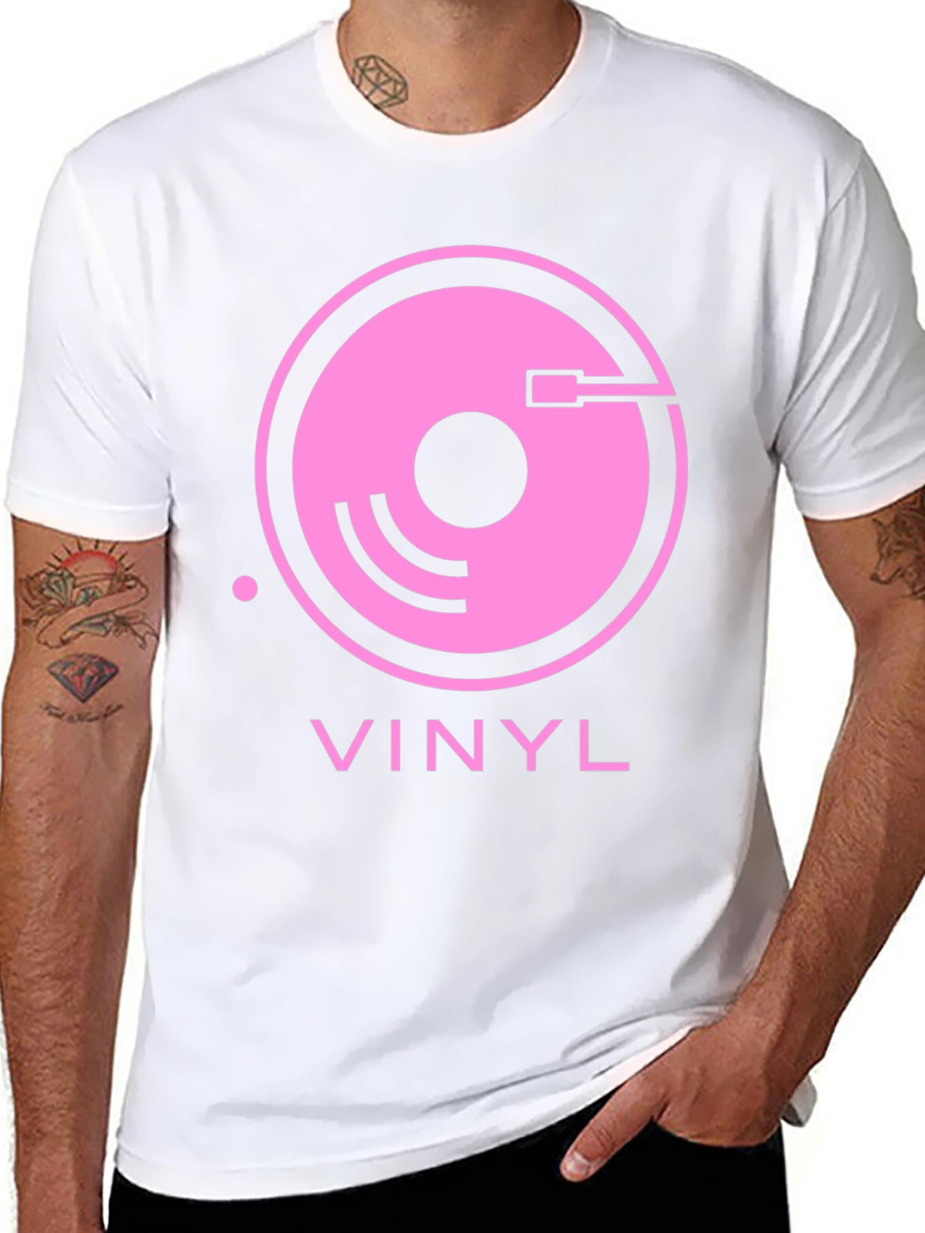 Black Vinyl Record Graphic Tee - Retro Music Lover Shirt view 8