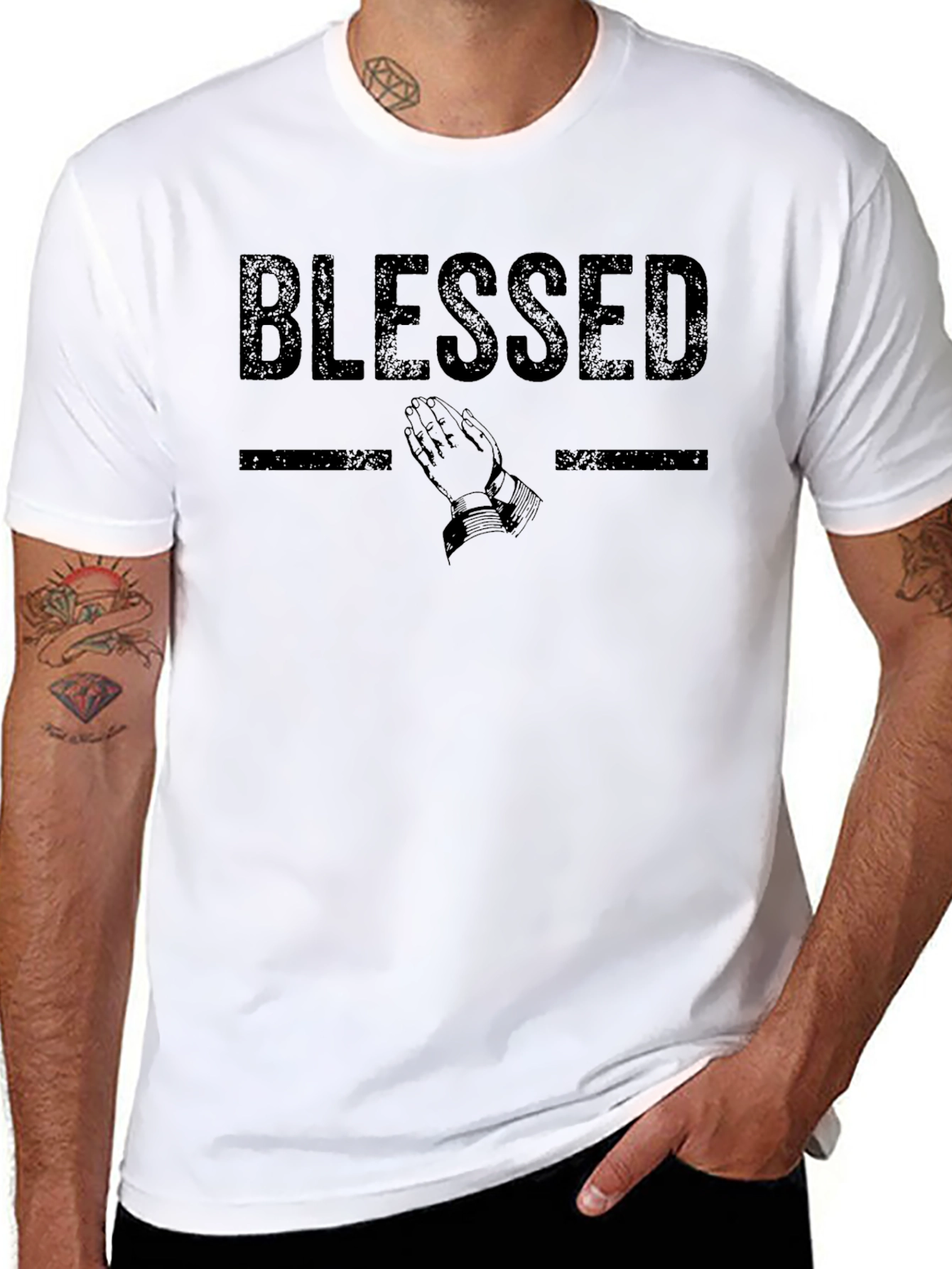Black Blessed Graphic Print T-Shirt view 8