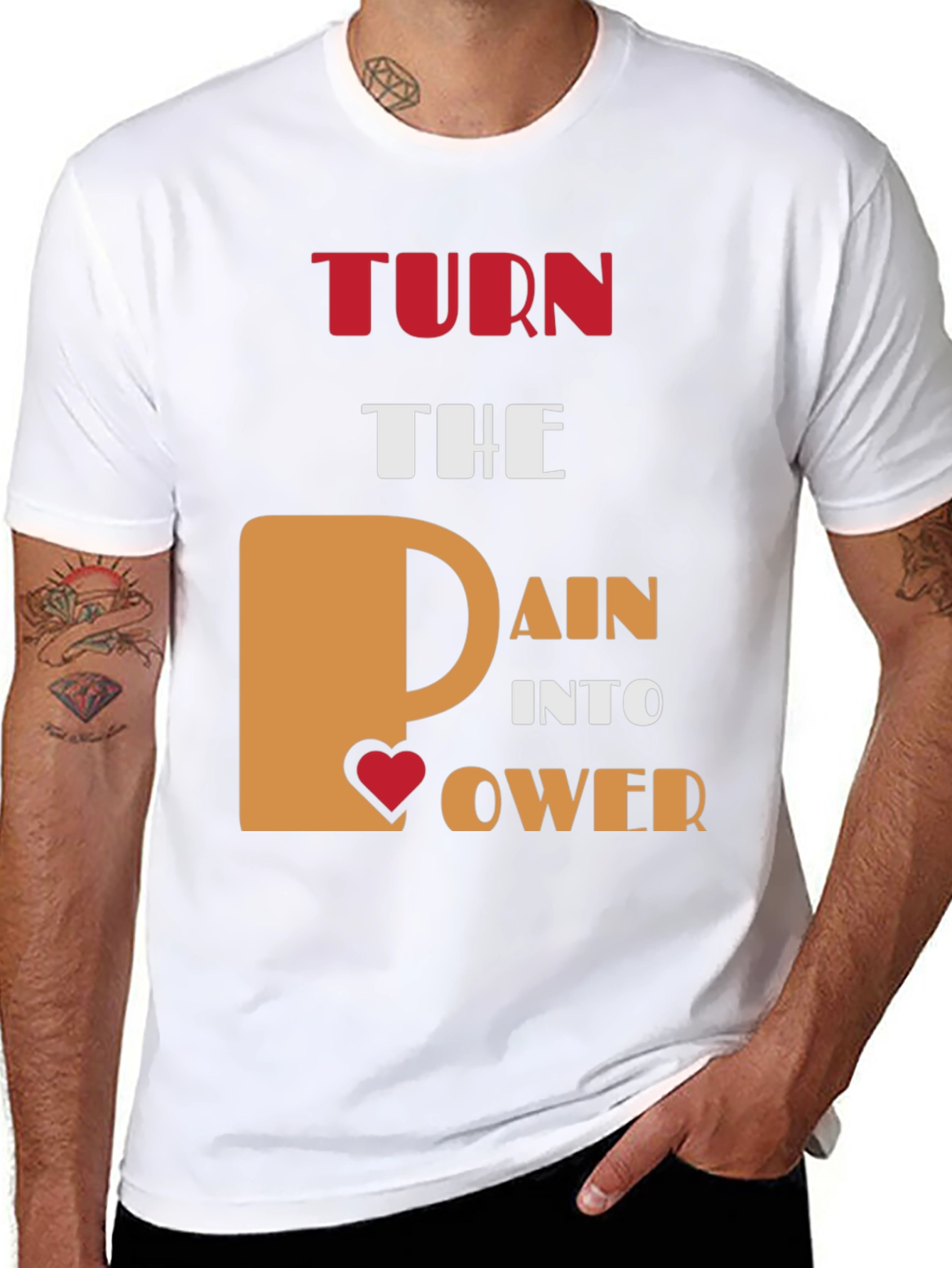 Black Turn Pain Into Power Graphic T-Shirt view 8
