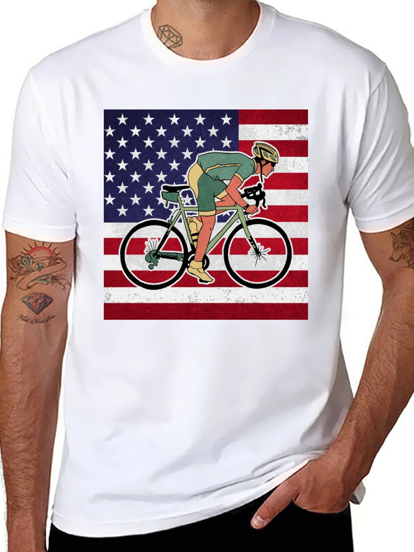 Cycling USA Flag Graphic T-Shirt - 8