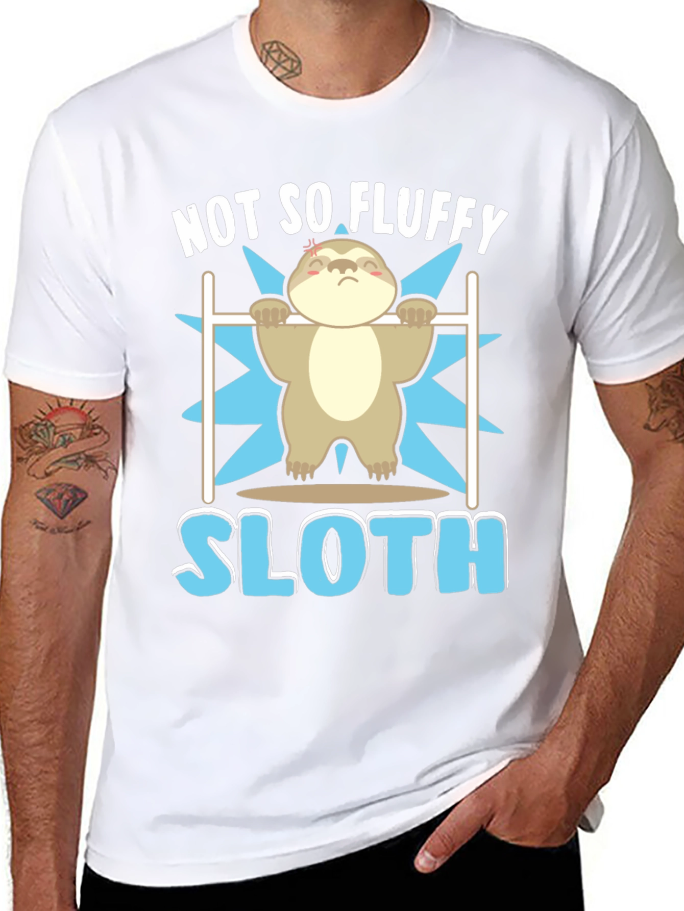 Black Not So Fluffy Sloth Gym T-Shirt view 8