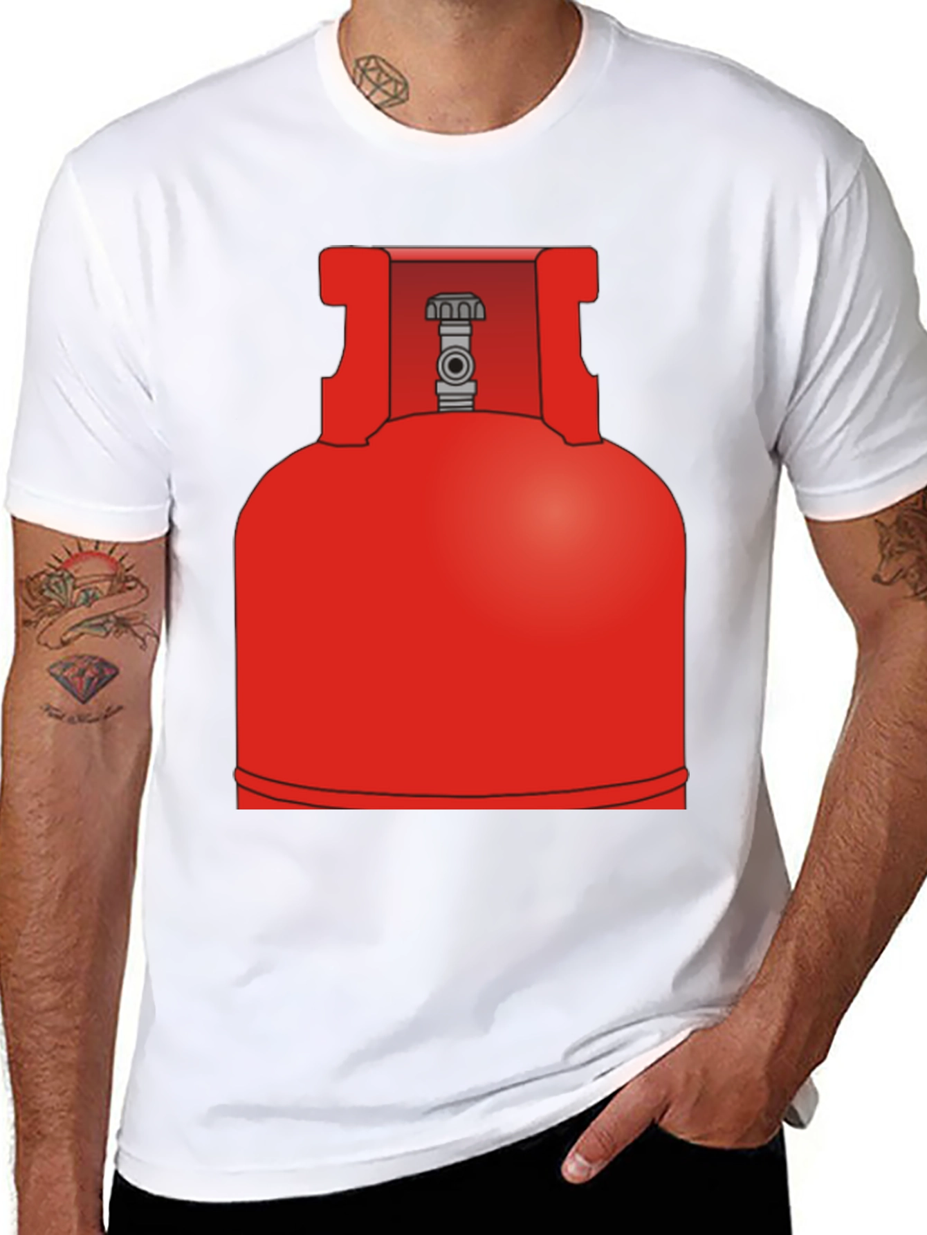 Black Red Propane Tank Graphic Tee - Bold & Unique Design view 8