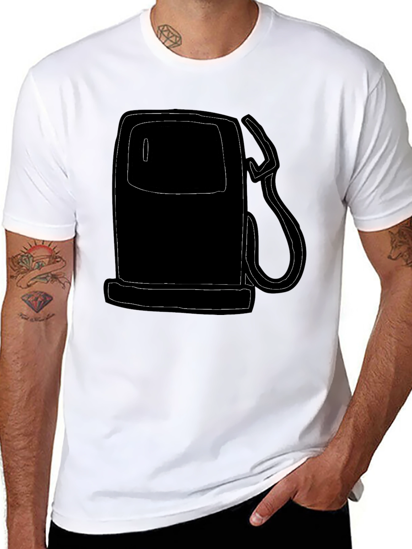 Black Gas Pump Graphic Tee - Retro Style view 8