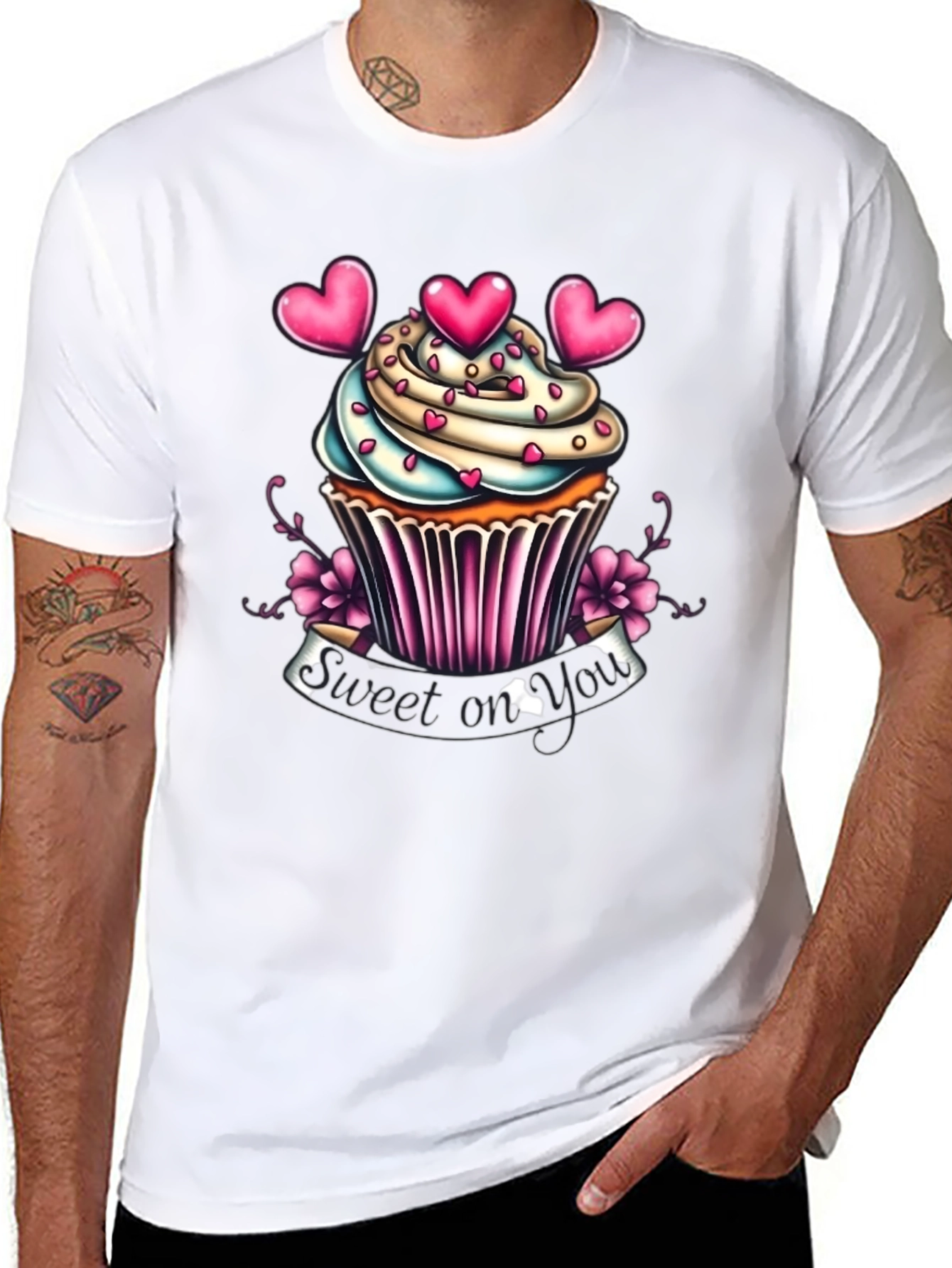 Black Sweet On You Cupcake Graphic T-Shirt view 8