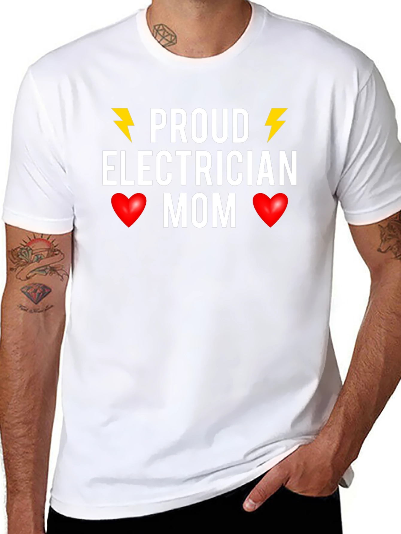 Black Proud Electrician Mom T-Shirt - Novelty Gift view 8