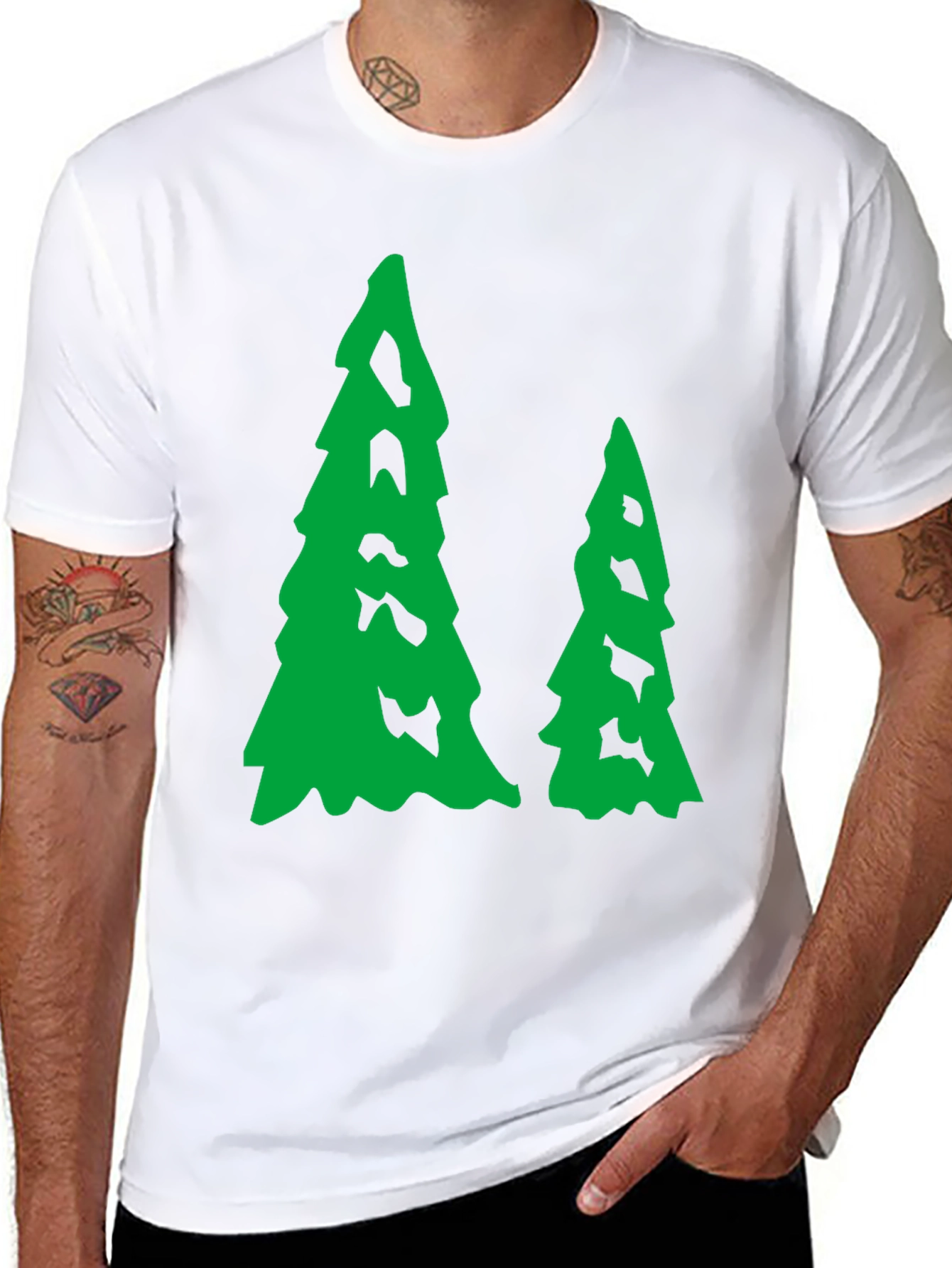 Black Evergreen Trees Black T-Shirt view 8