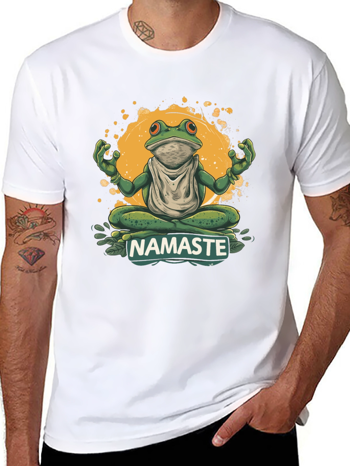 Black Namaste Frog Graphic Tee - Zen Meditation Humor view 8