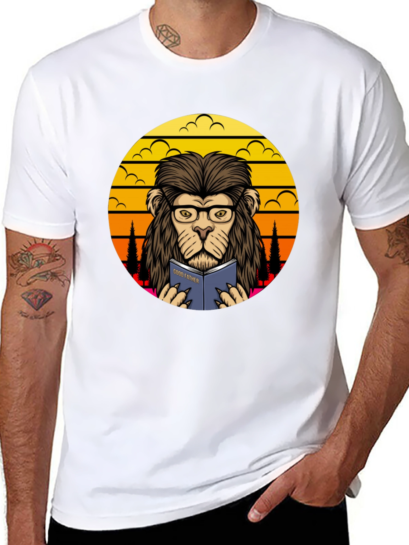 Black Lion Godfather Book T-Shirt view 8