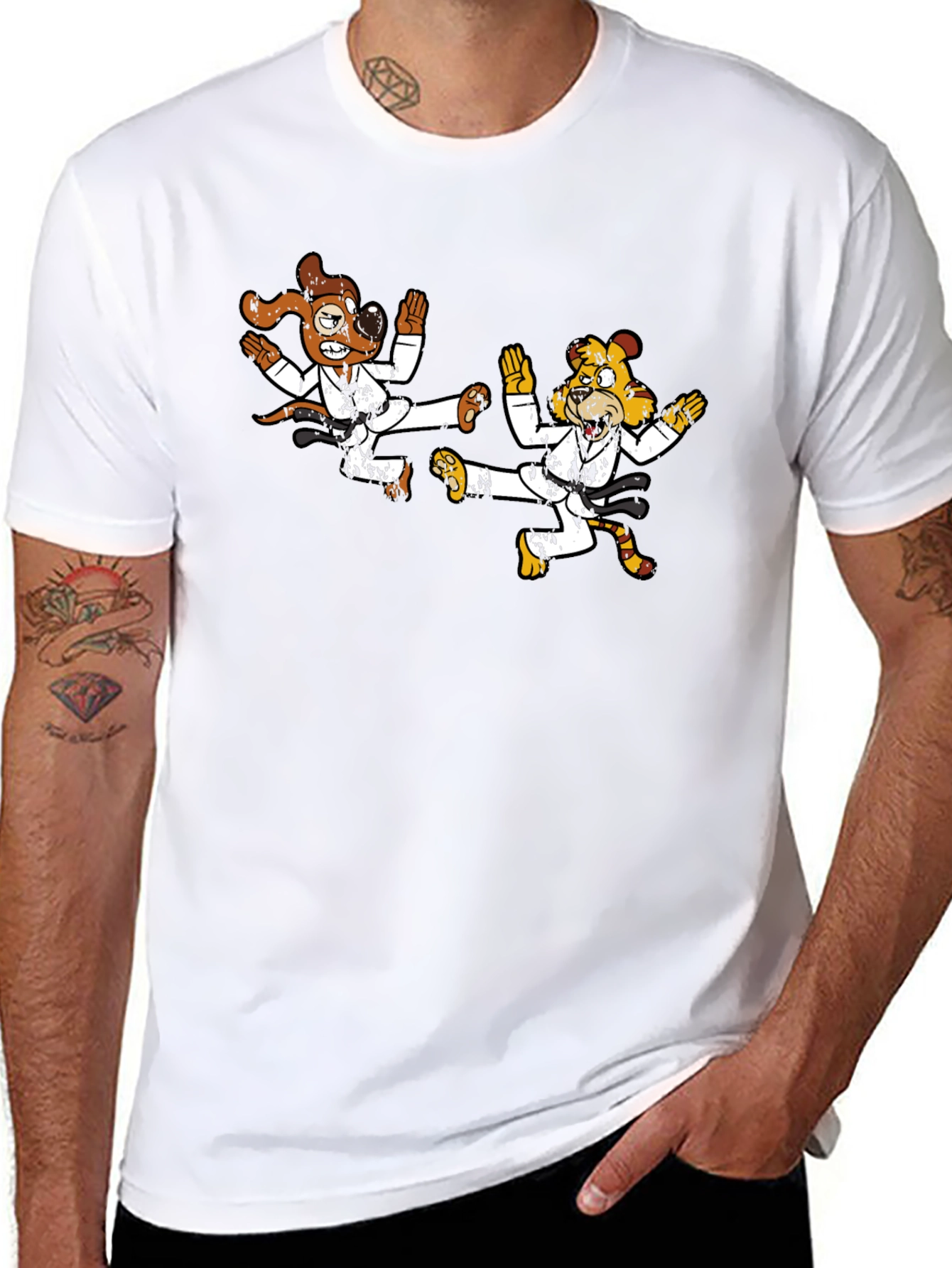 Black Karate Animals Black T-Shirt view 8