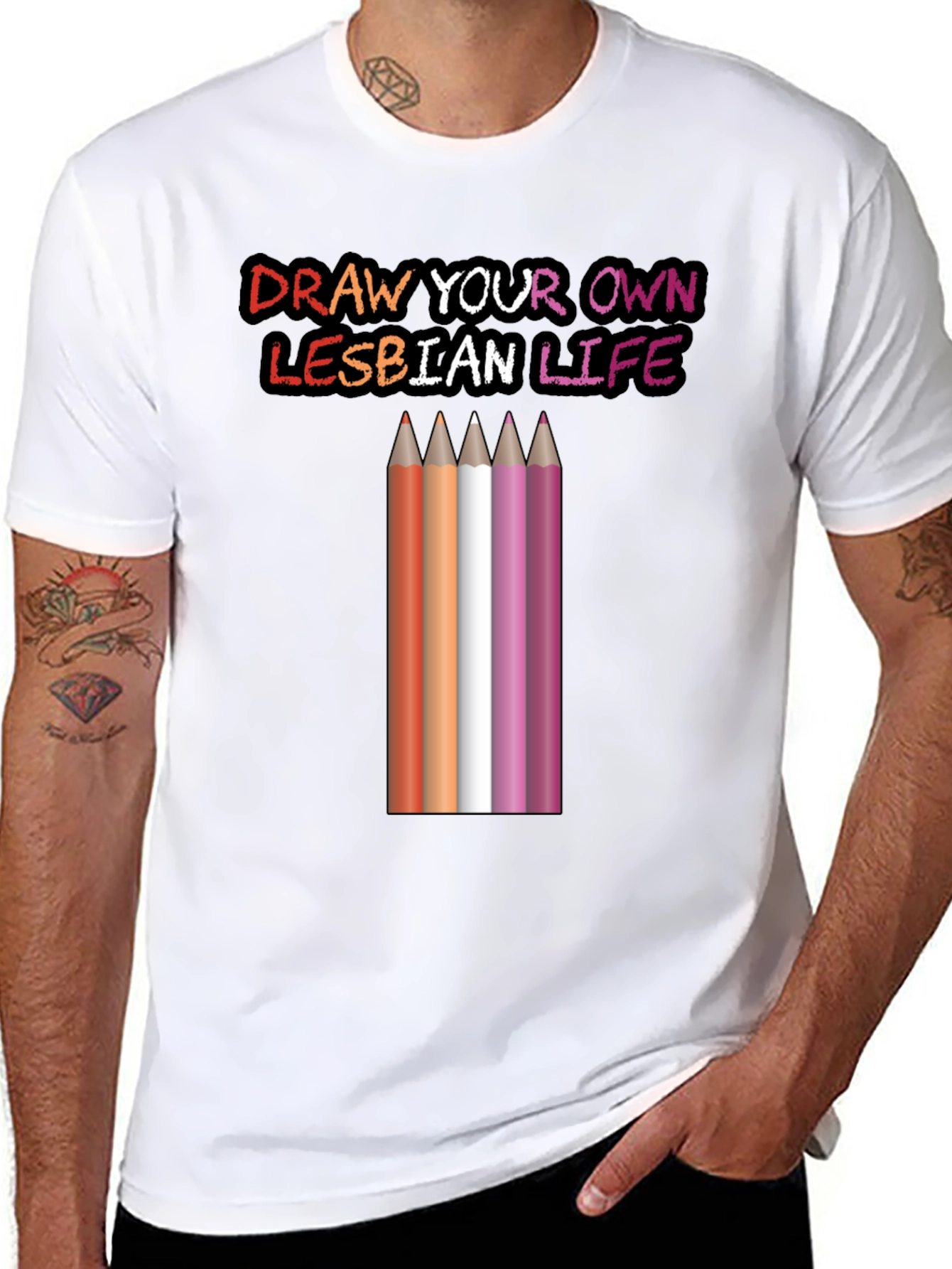 Black Draw Your Own Lesbian Life T-Shirt view 8