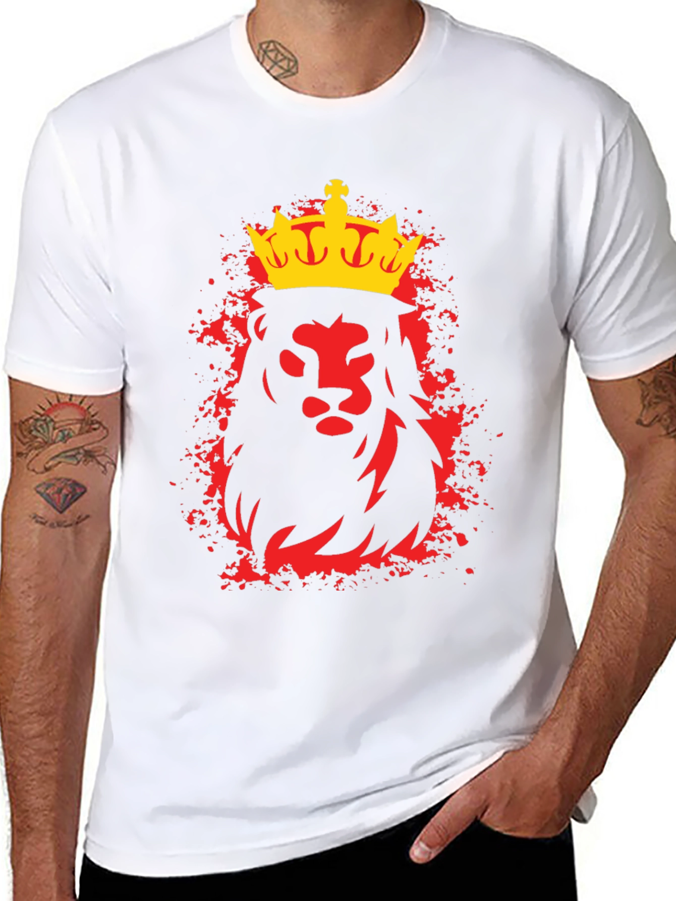 Black King Lion Graphic Tee - Black Crew Neck T-Shirt view 8