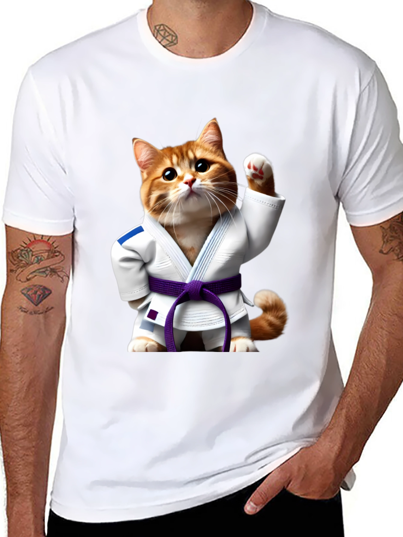 Black Jiu-Jitsu Cat T-Shirt - Martial Arts Kitten Tee view 8