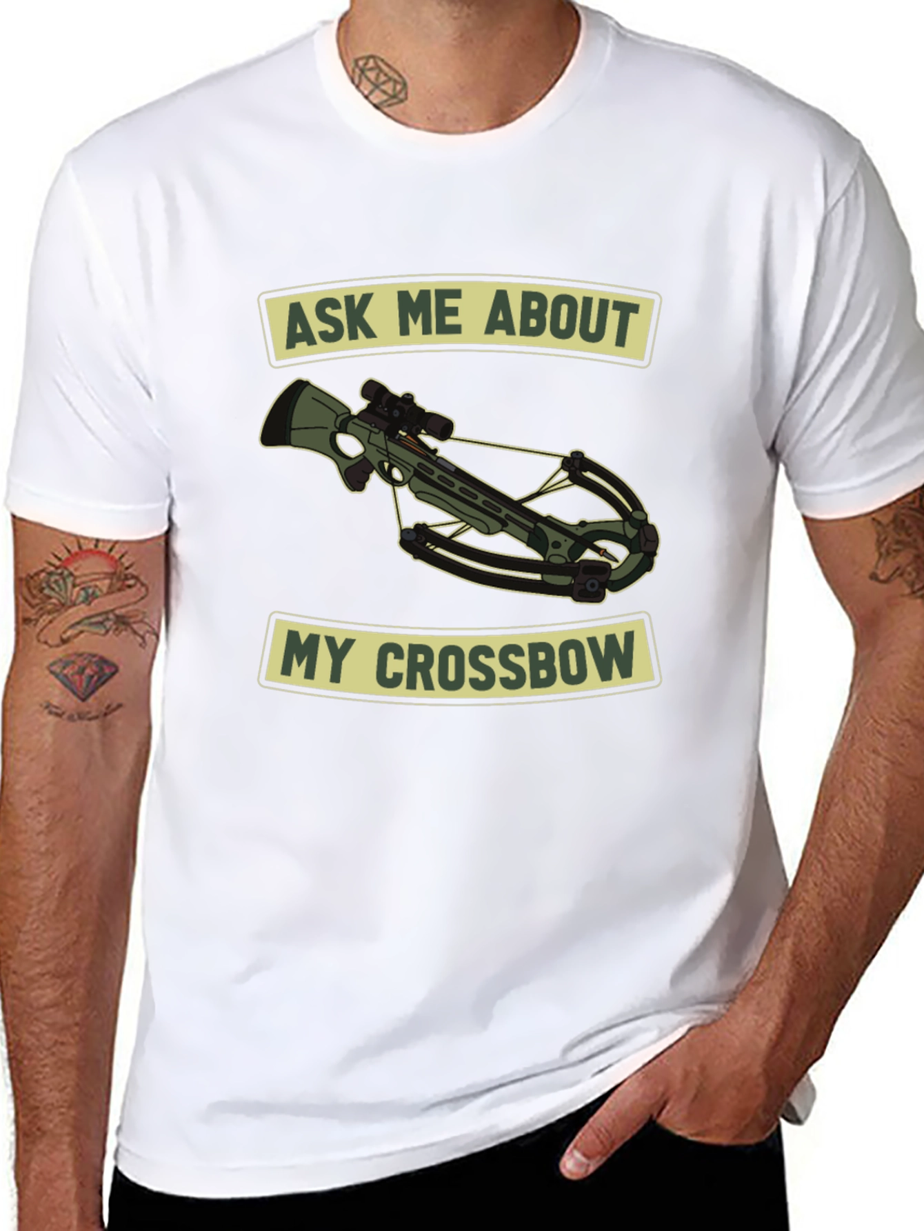 Black Ask Me About My Crossbow T-Shirt view 8