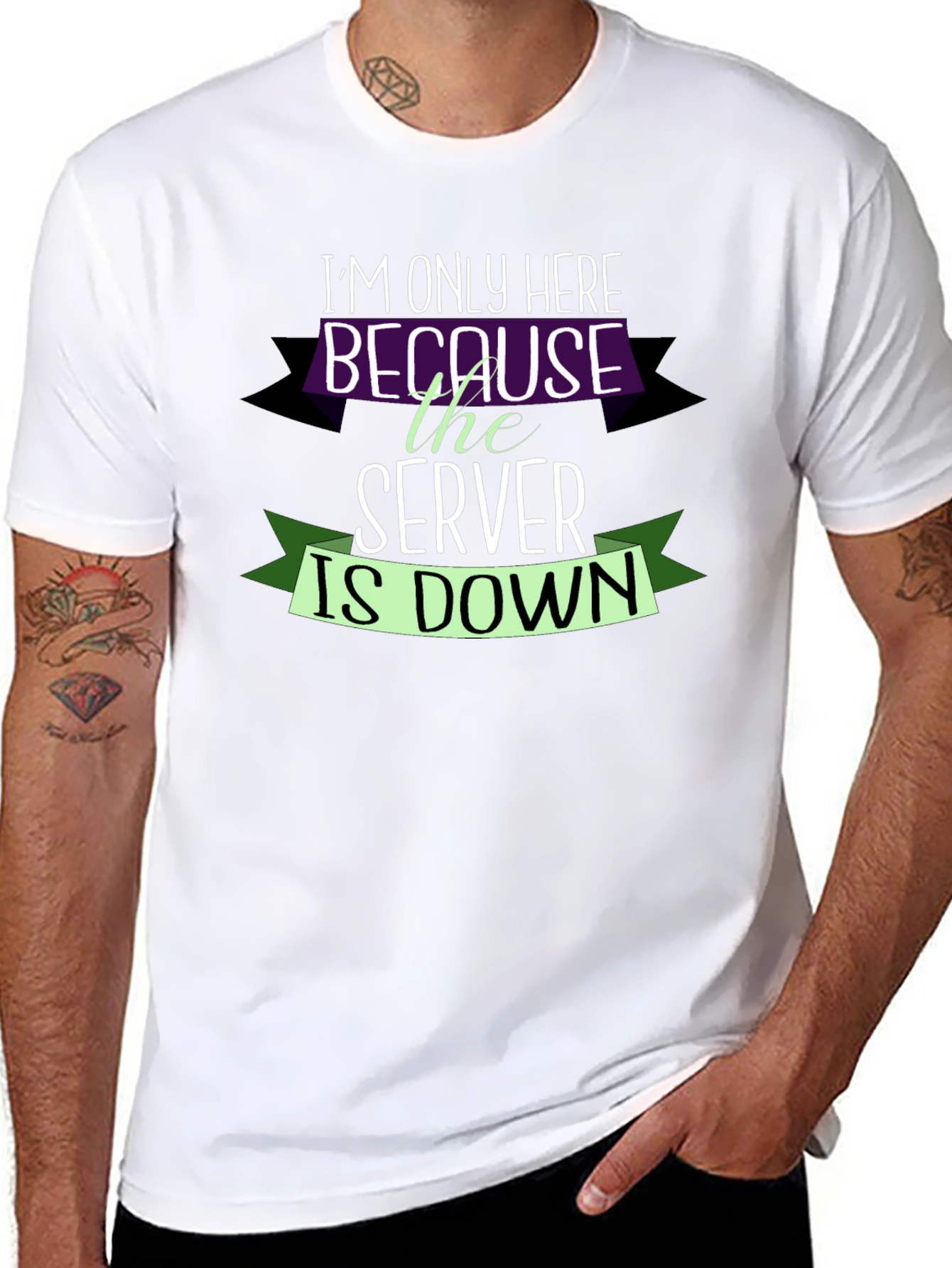 Black Server Down Funny IT T-Shirt view 8
