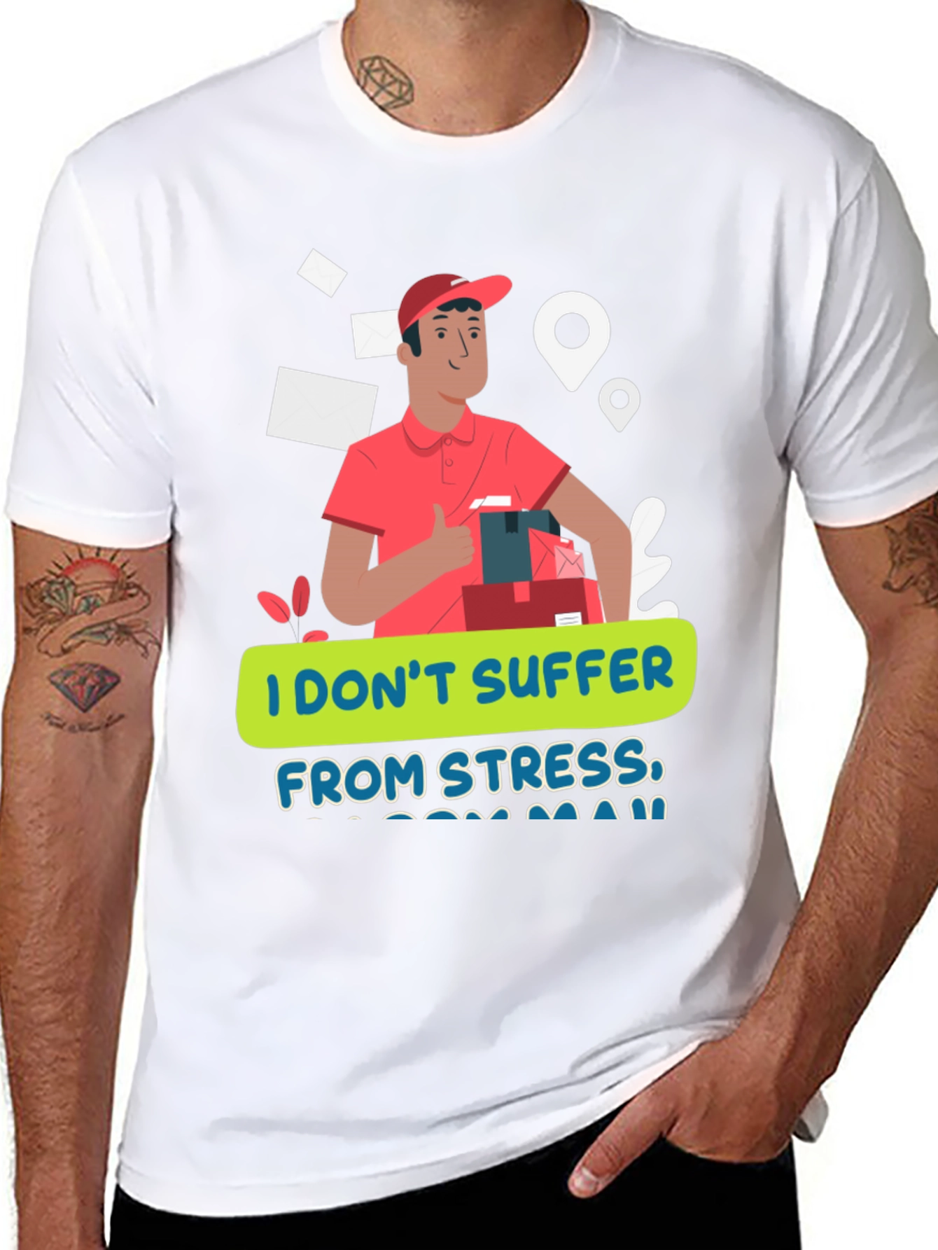 Black Funny Delivery Driver T-Shirt - No Stress Zone view 8