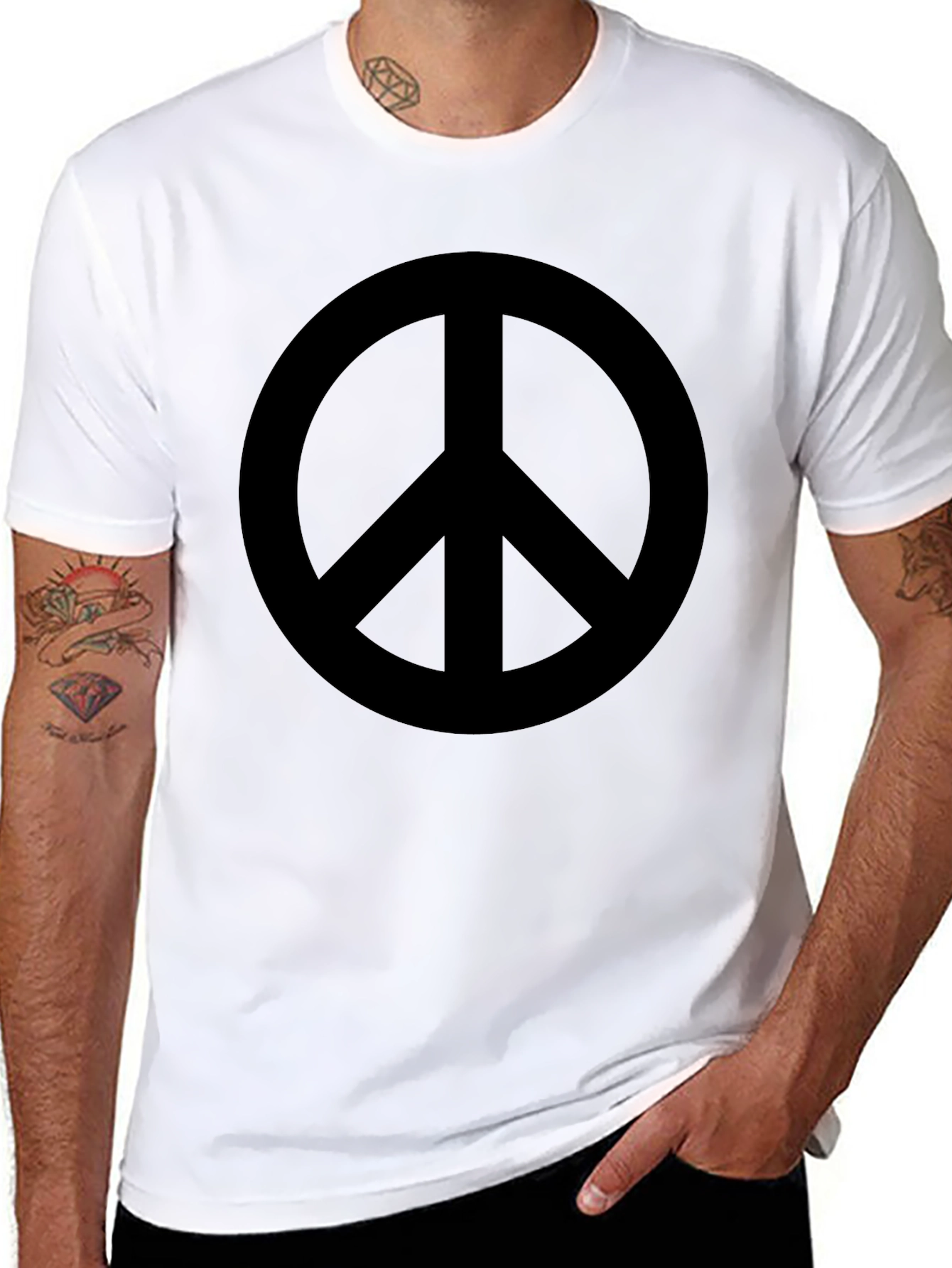 Black Peace Sign Graphic T-Shirt - Black view 8