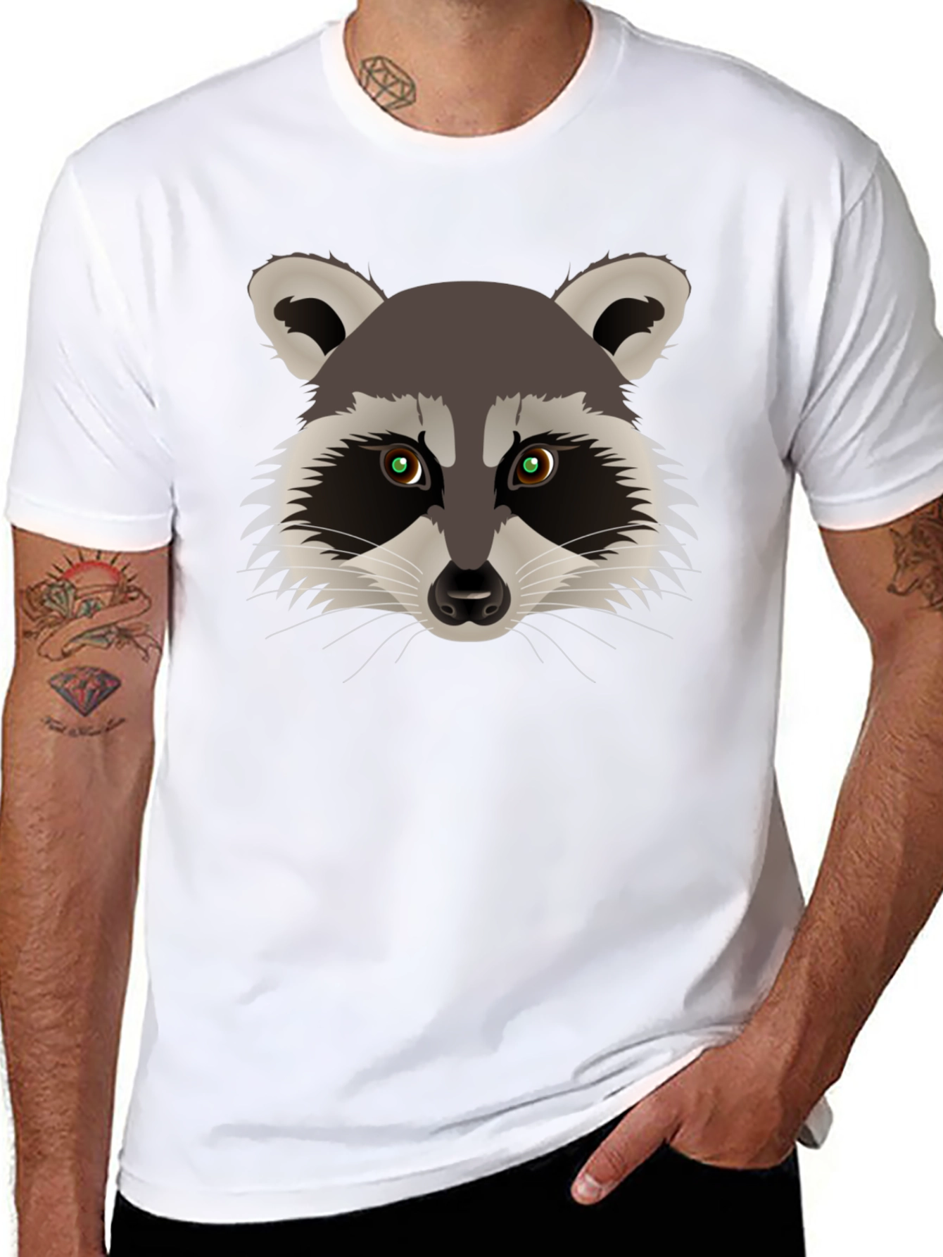 Black Raccoon Graphic Tee -  Unisex Black Cotton T-Shirt view 8