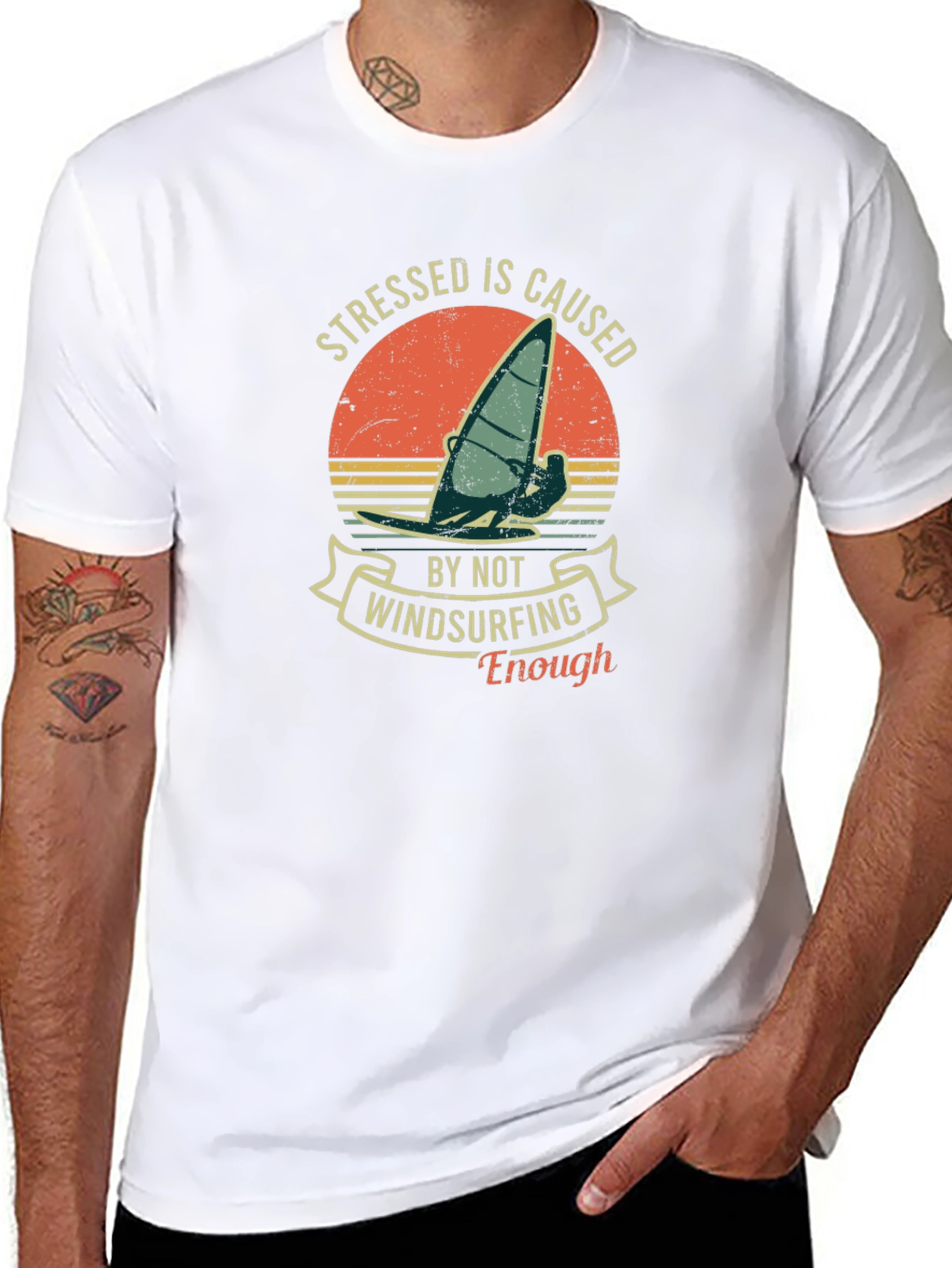Black Windsurfing T-Shirt: Stressed Is Caused By Not Windsurfing Enough view 8
