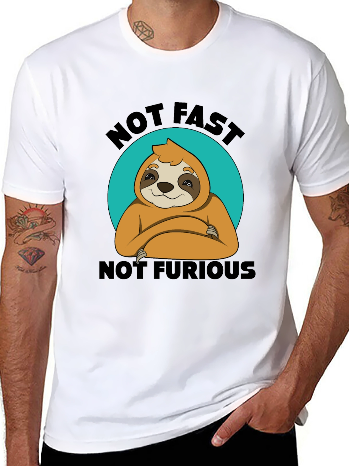 Black Not Fast Not Furious Sloth T-Shirt Funny view 8