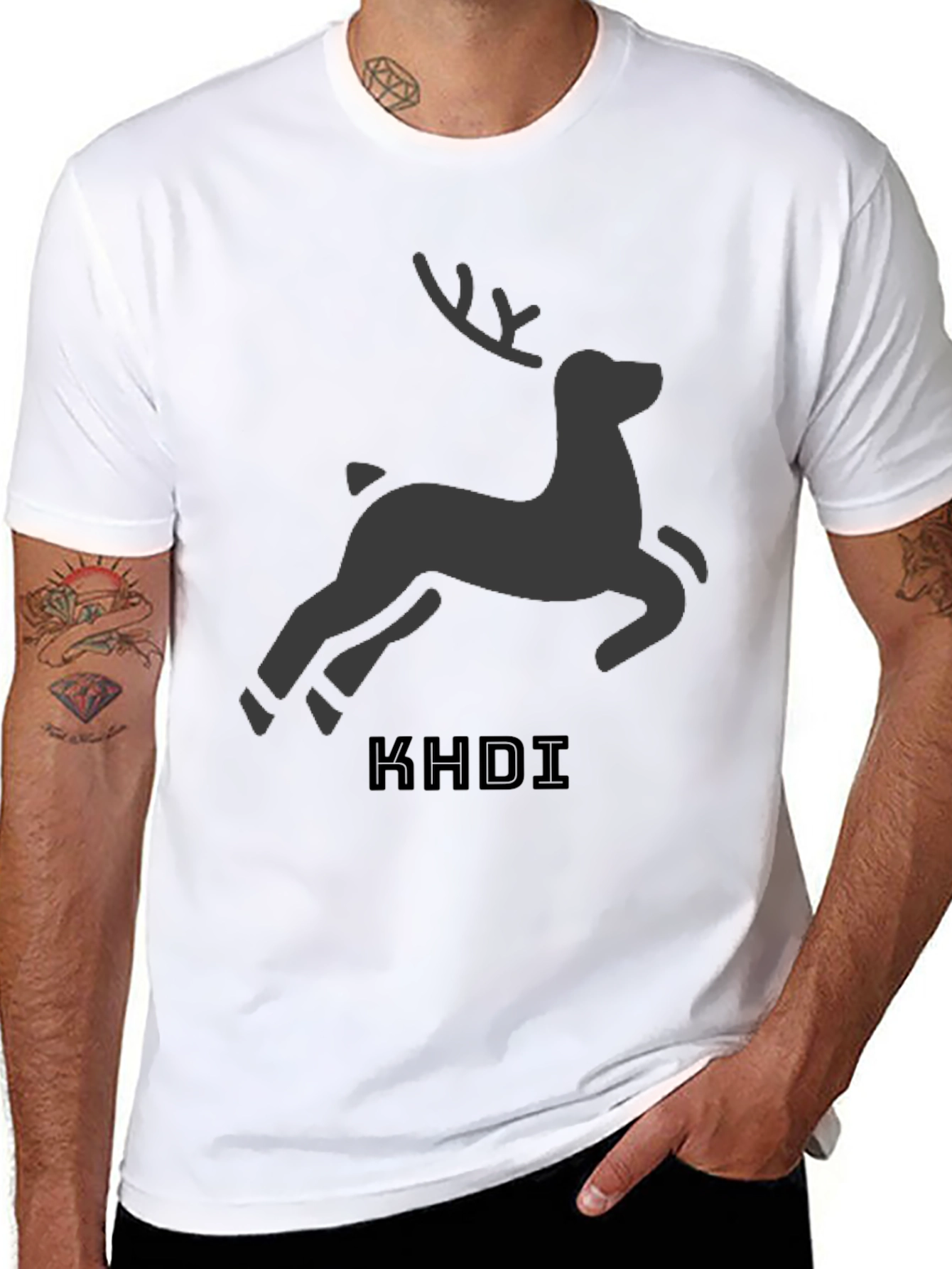 Black Black Deer Graphic Tee - KHDI Design view 8