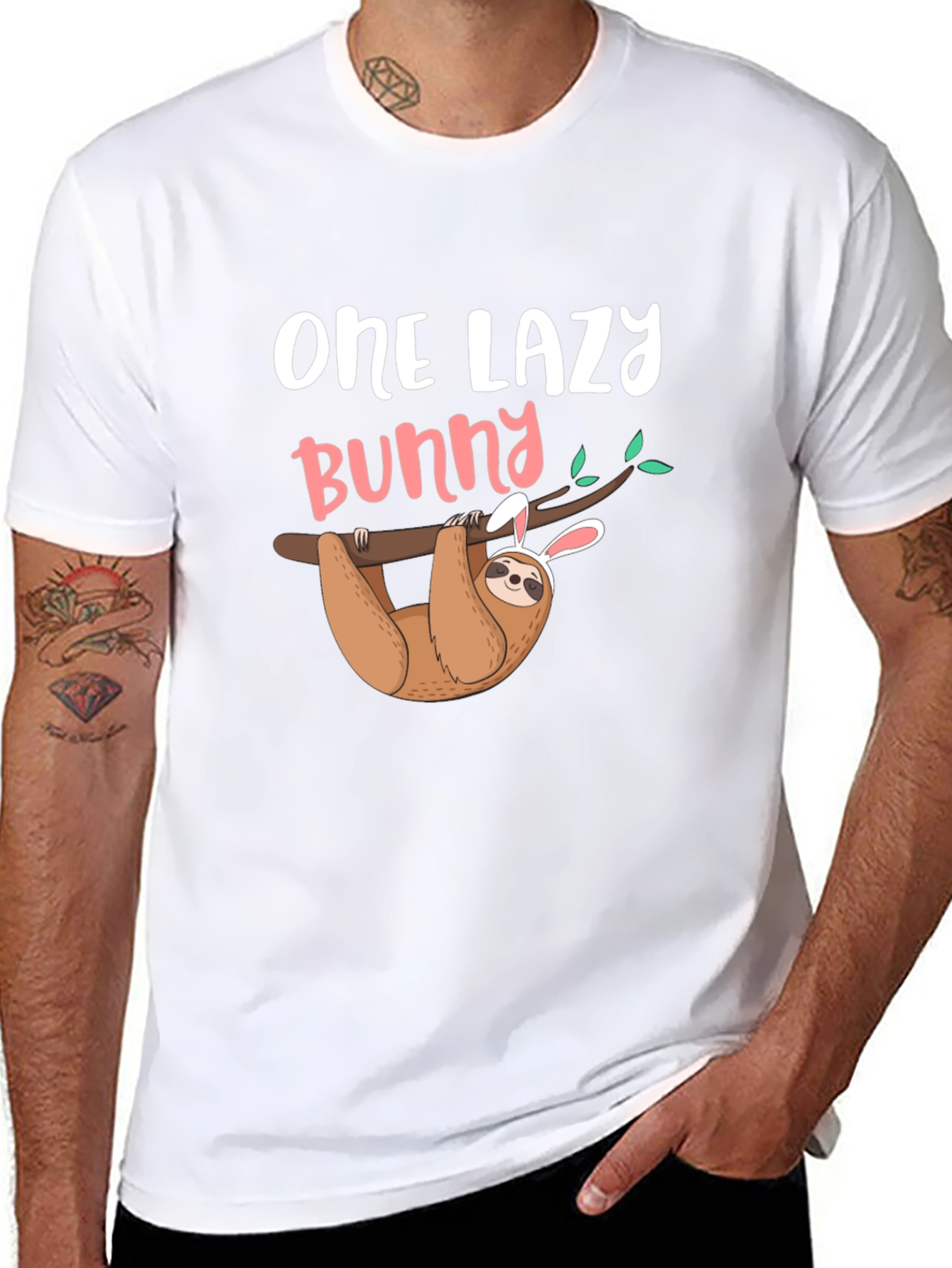 Black One Lazy Bunny Sloth Graphic Tee view 8