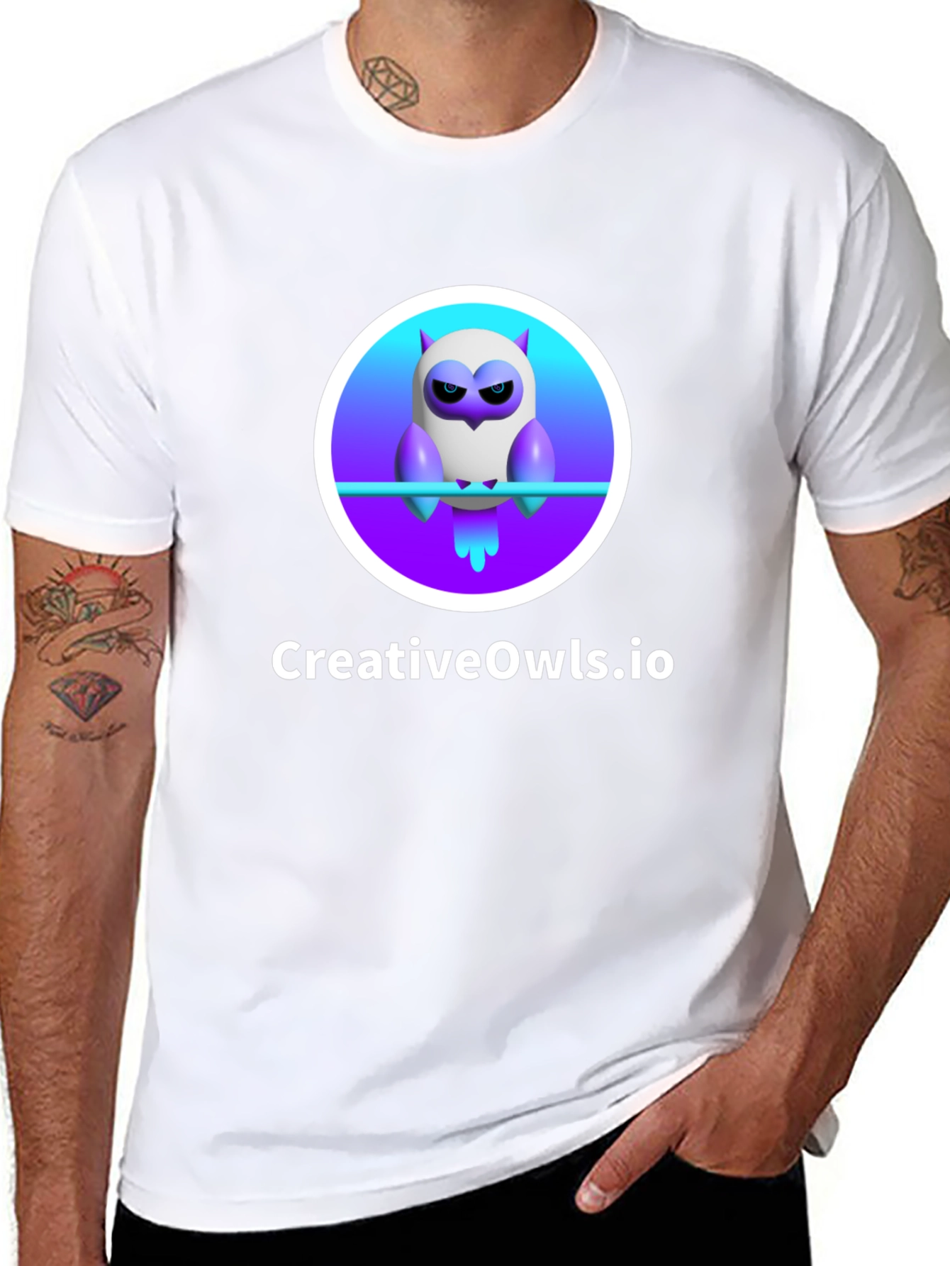 Black CreativeOwls.io T-Shirt view 8