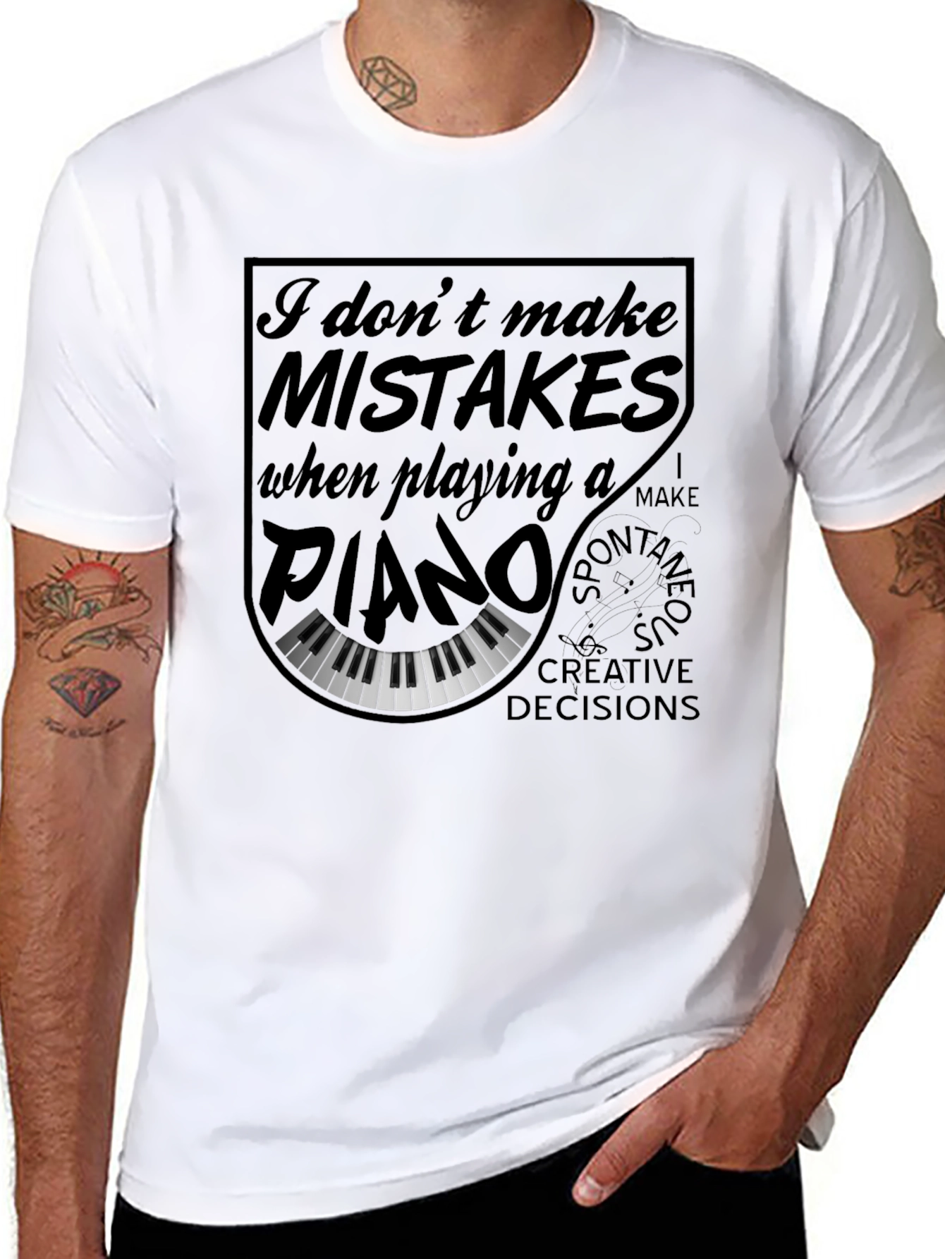 Black Piano Player T-Shirt - I Don't Make Mistakes Funny Musician Tee view 8