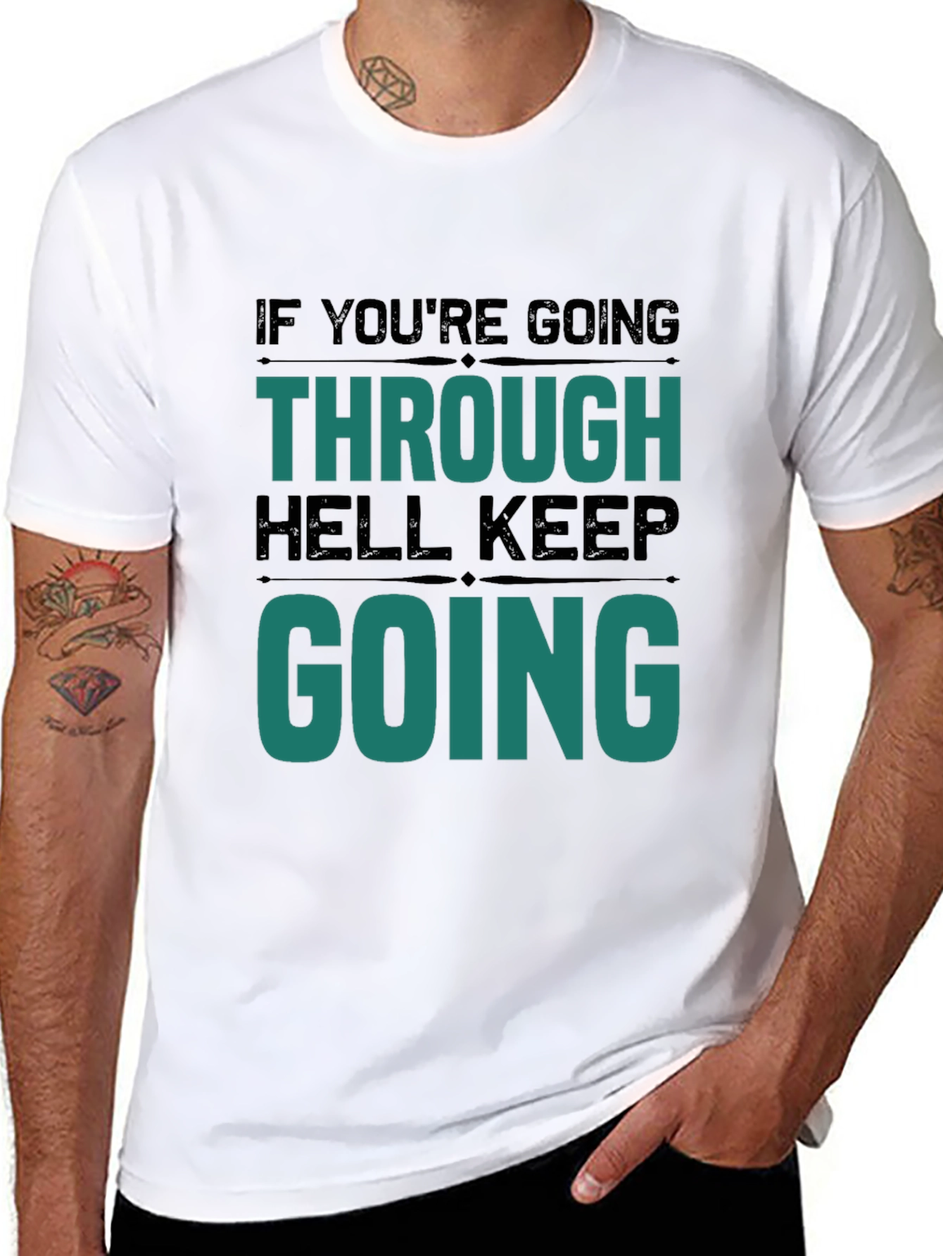 Black Motivational Graphic T-Shirt - Keep Going view 8