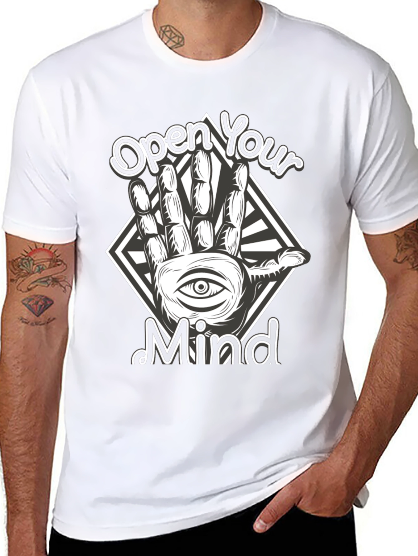 Black Open Your Mind Graphic Tee - Black T-Shirt view 8