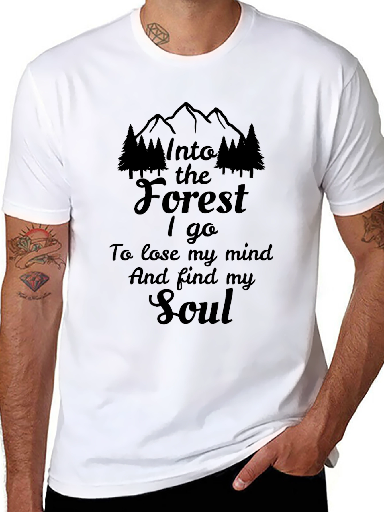 Black Into the Forest Graphic T-Shirt view 8