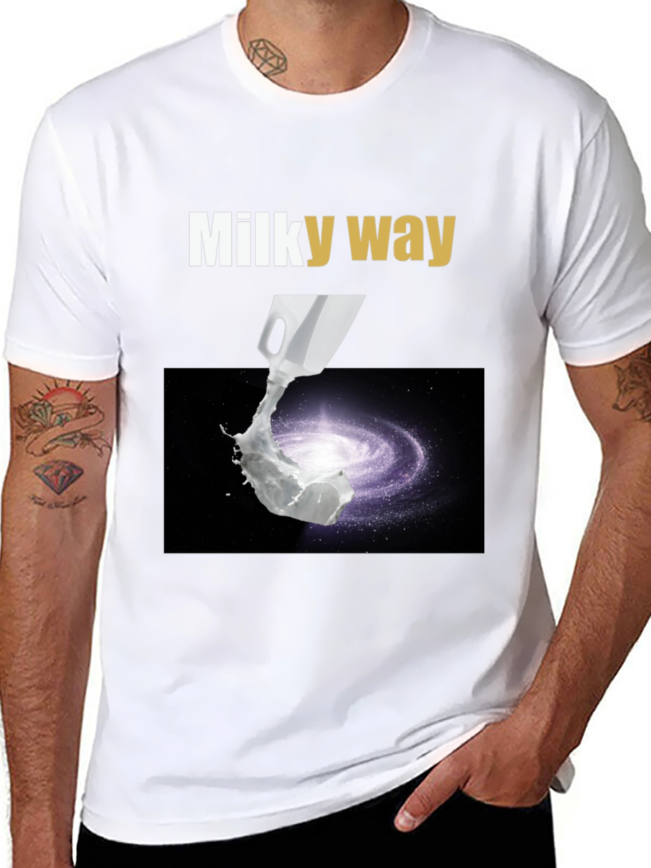 Black Milky Way Graphic T-Shirt - Space & Humor view 8