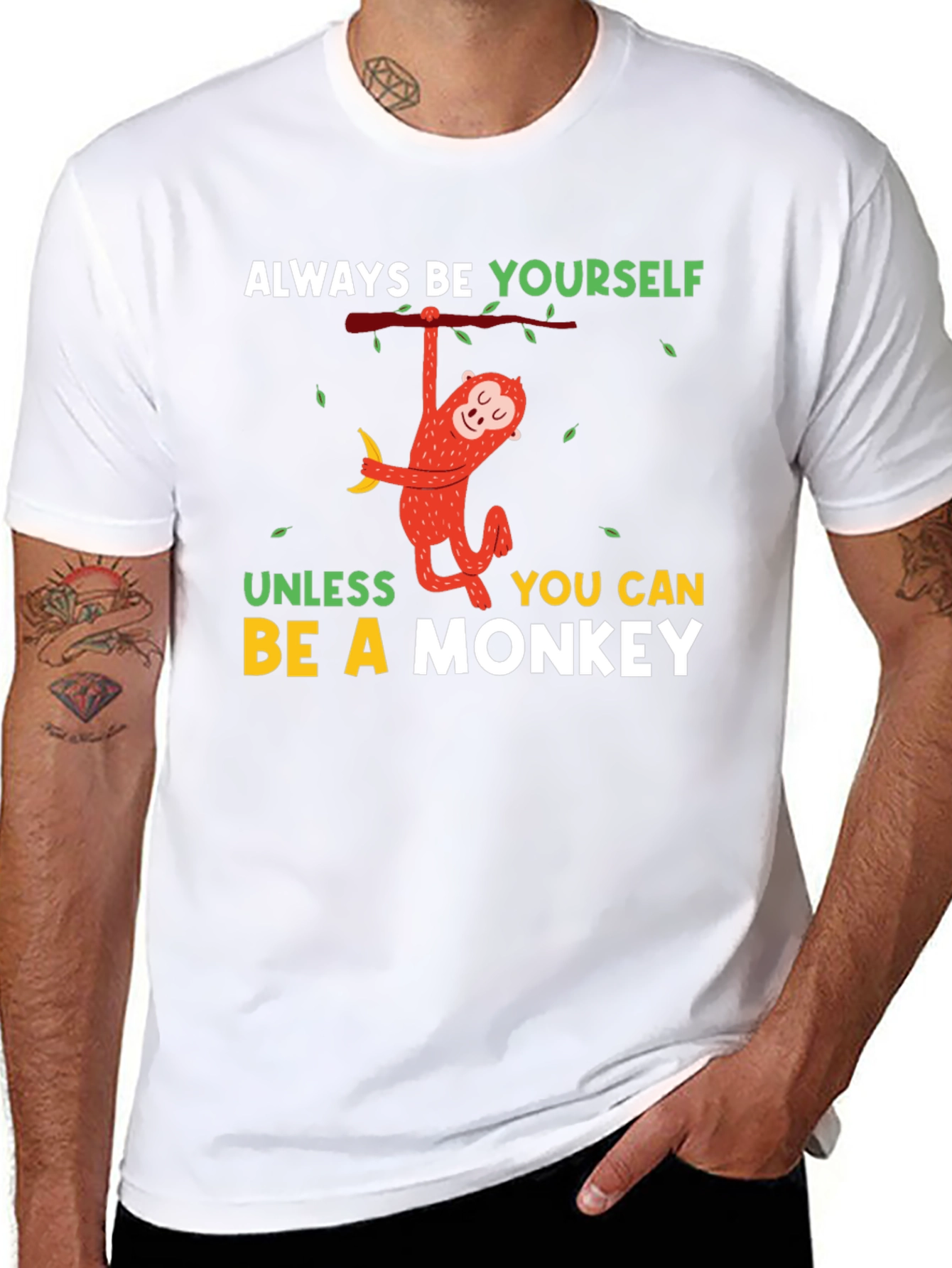 Black Funny Monkey T-Shirt - Always Be Yourself Graphic Tee view 8