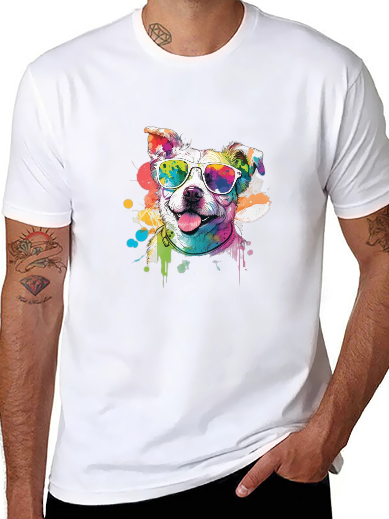 Black Cool Dog Graphic Tee - Stylish Men's Black T-Shirt view 8