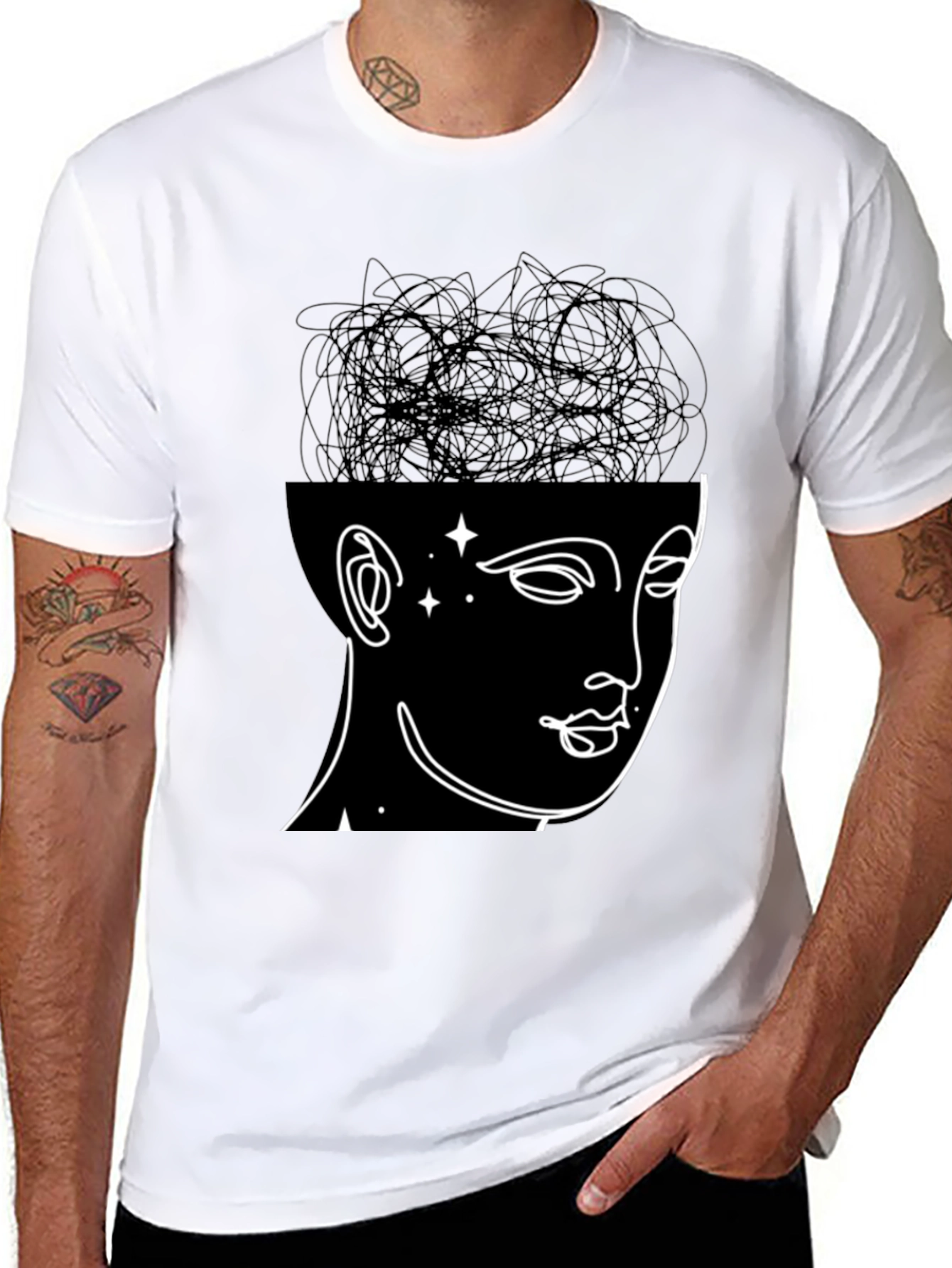 Black Abstract Mind T-Shirt - Modern Graphic Tee view 8