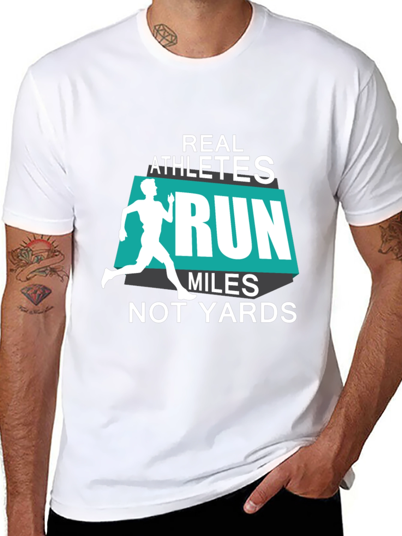 Black Real Athletes Run Miles T-Shirt view 8