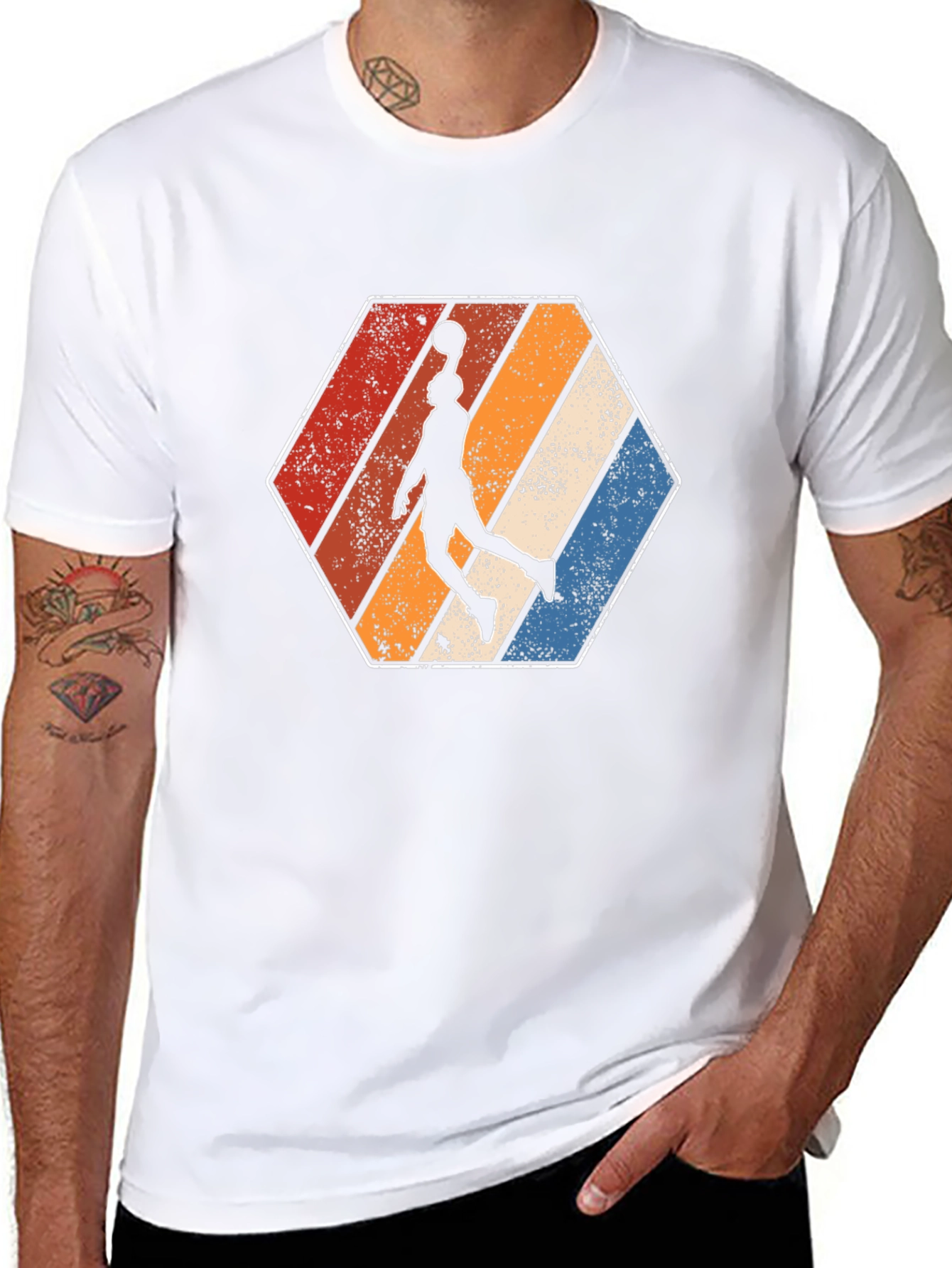 Black Retro Basketball Dunker Graphic T-Shirt view 8