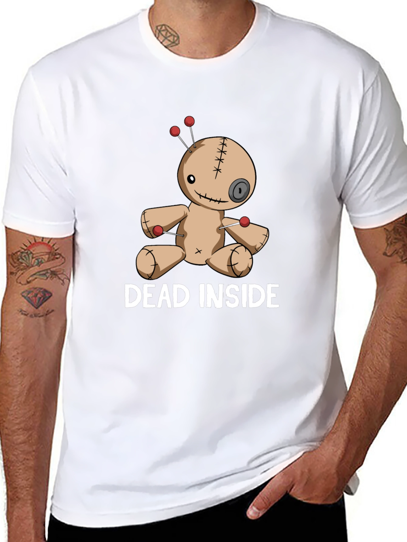 Black Dead Inside Voodoo Doll T-Shirt - Gothic Graphic Tee view 8