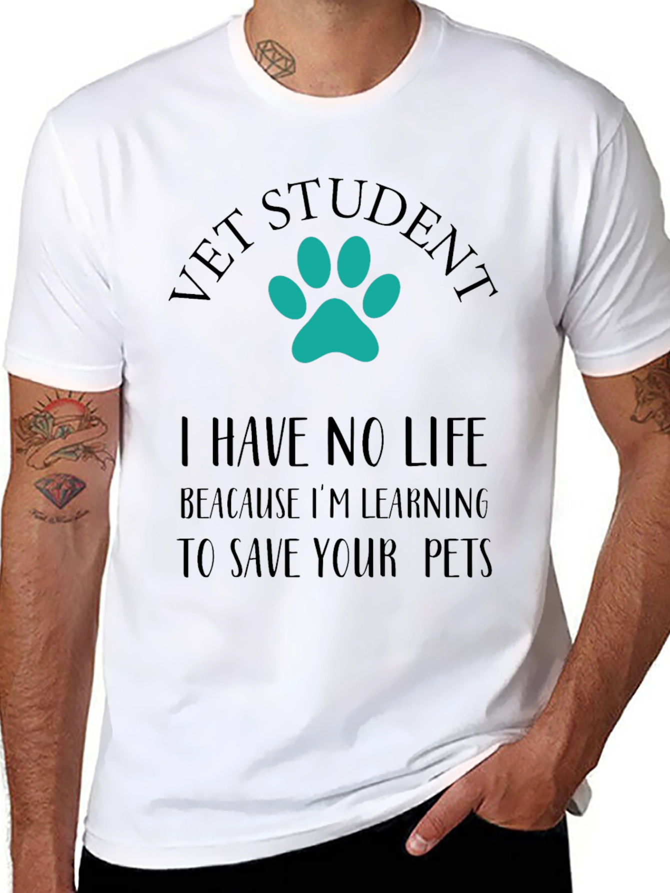 Black Vet Student Paw Print Graphic Tee - Black view 8