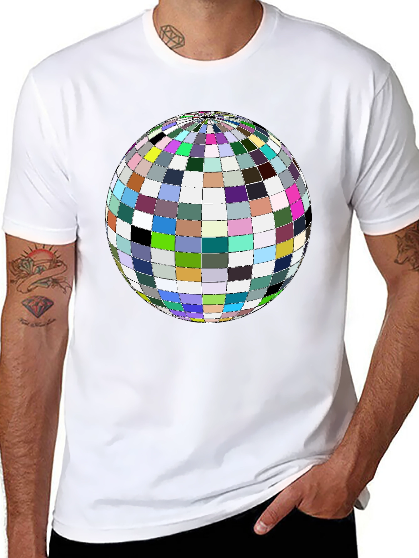 Colorful Globe Graphic Tee - Black Unisex Shirt - 8