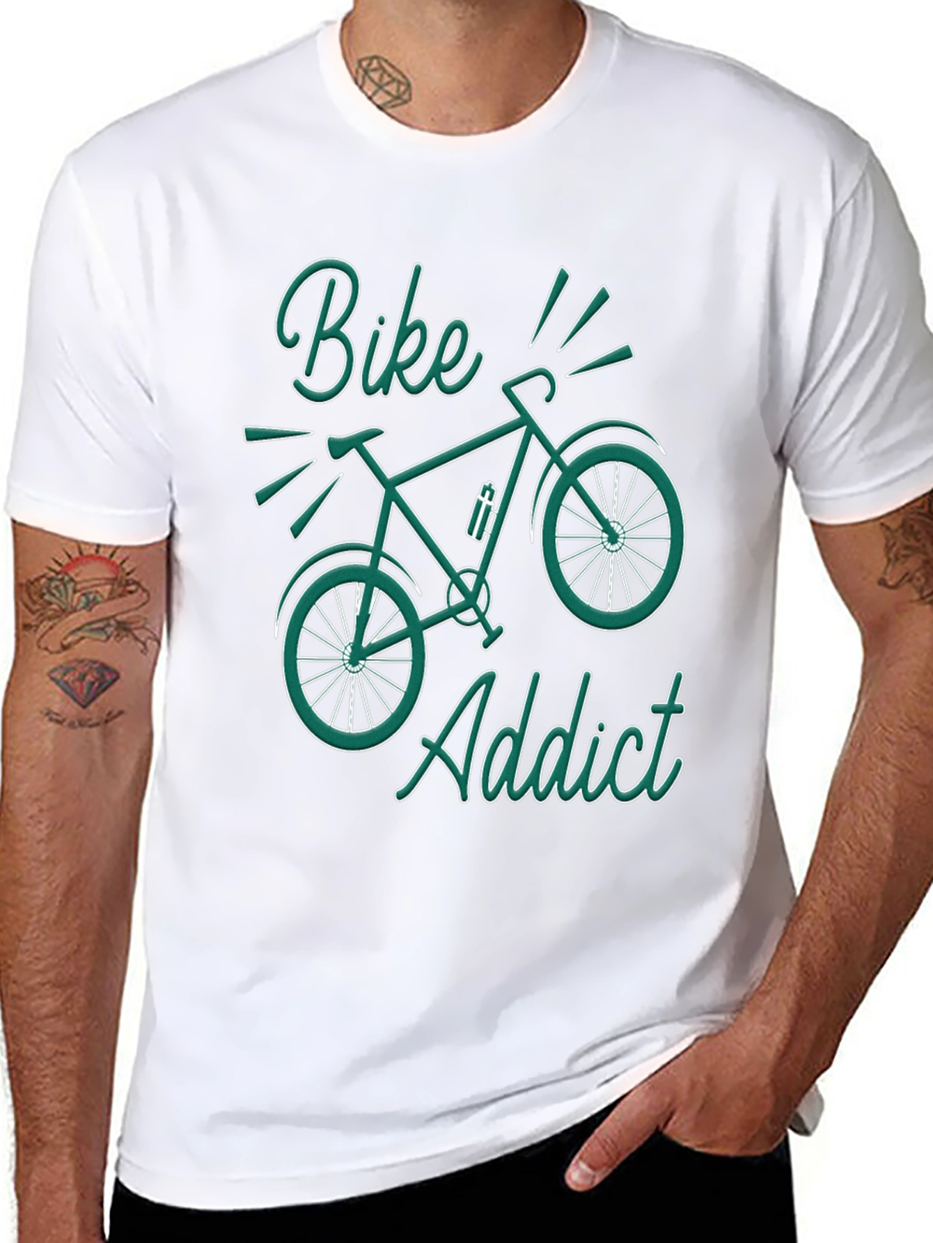 Black Bike Addict Graphic T-Shirt - Black view 8