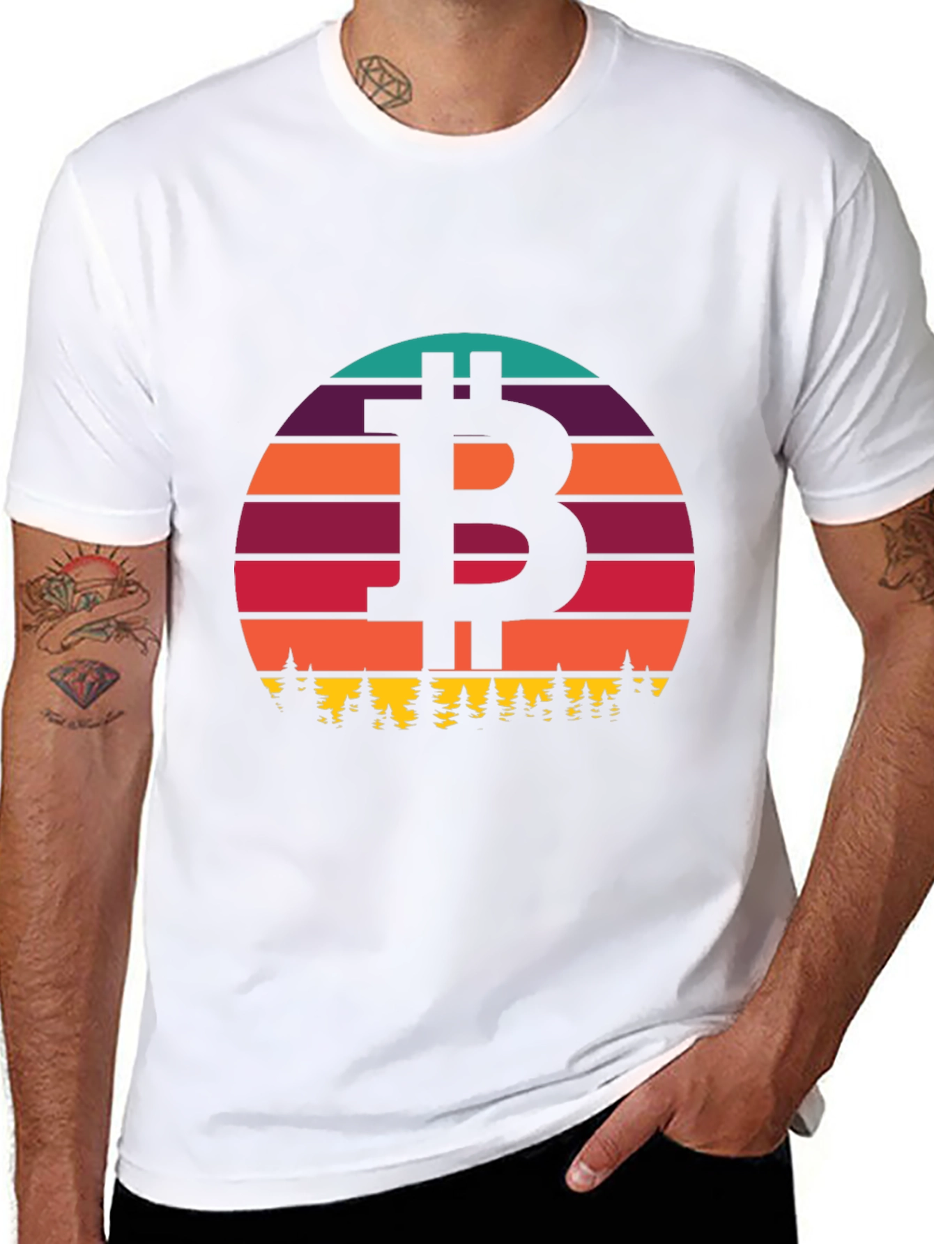 Black Bitcoin Sunset T-Shirt - Crypto Style view 8