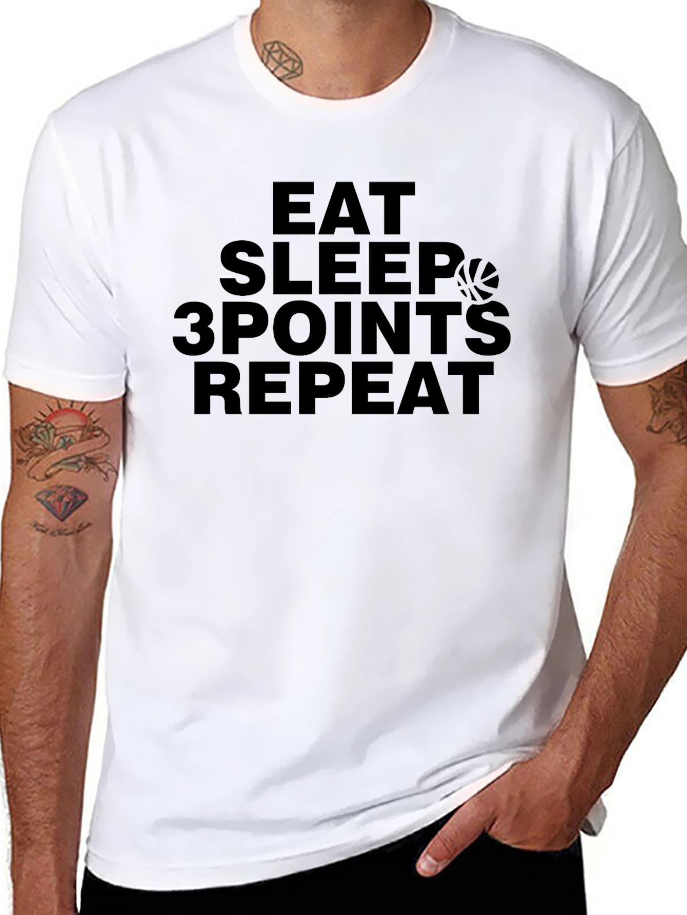 Black Eat Sleep 3 Points Repeat Black T-Shirt view 8