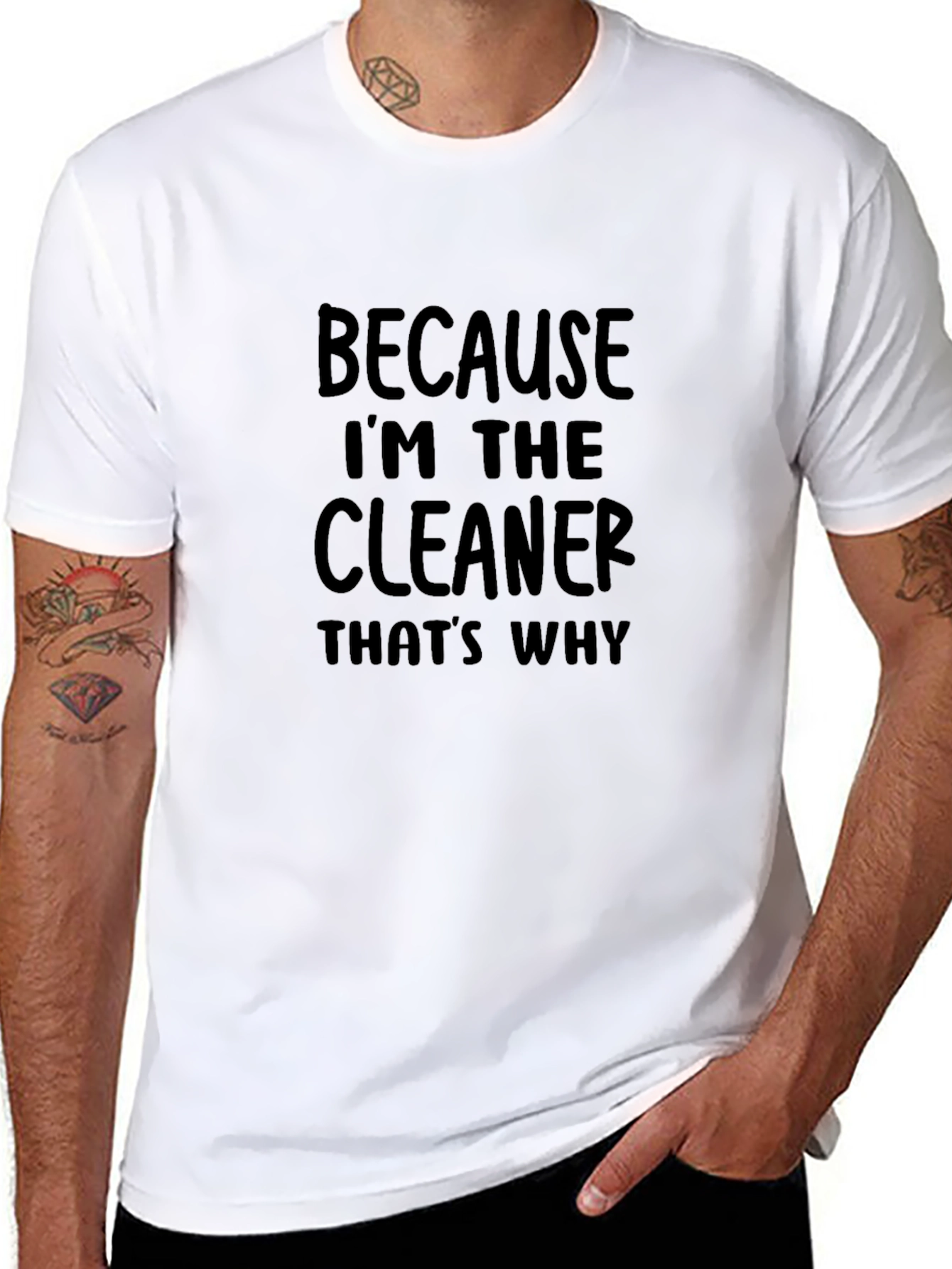 Black Because I'm the Cleaner T-Shirt - Funny Cleaning Crew Tee view 8