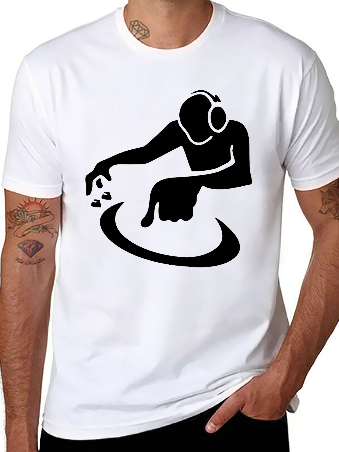 Black DJ Graphic T-Shirt - Black Cotton Blend view 8