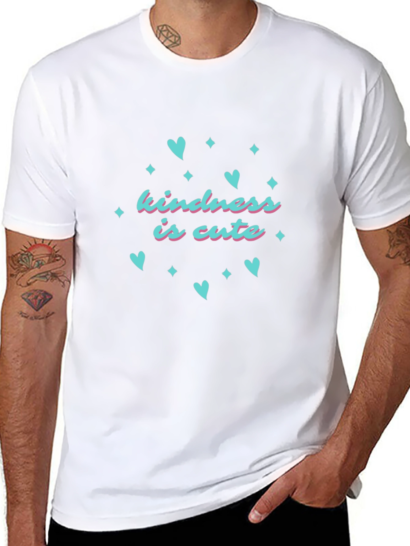 Black Kindness is Cute T-Shirt - Black Crew Neck view 8