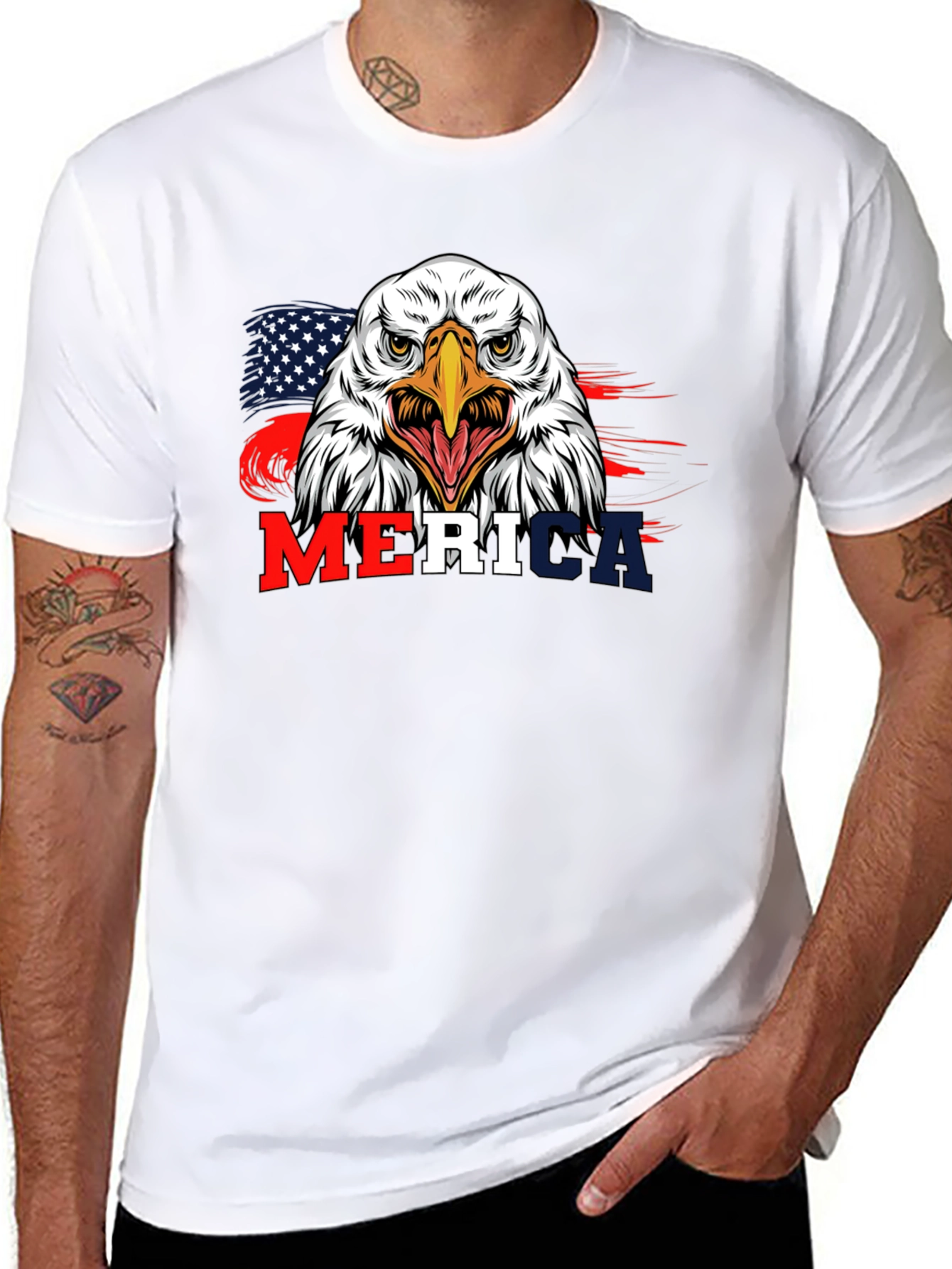 Black Patriotic Eagle 'Merica Graphic T-Shirt view 8
